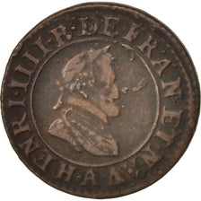Moneta, Francia, Henri IV, Double Tournois, 1598, Paris, BB, Rame, CGKL:222