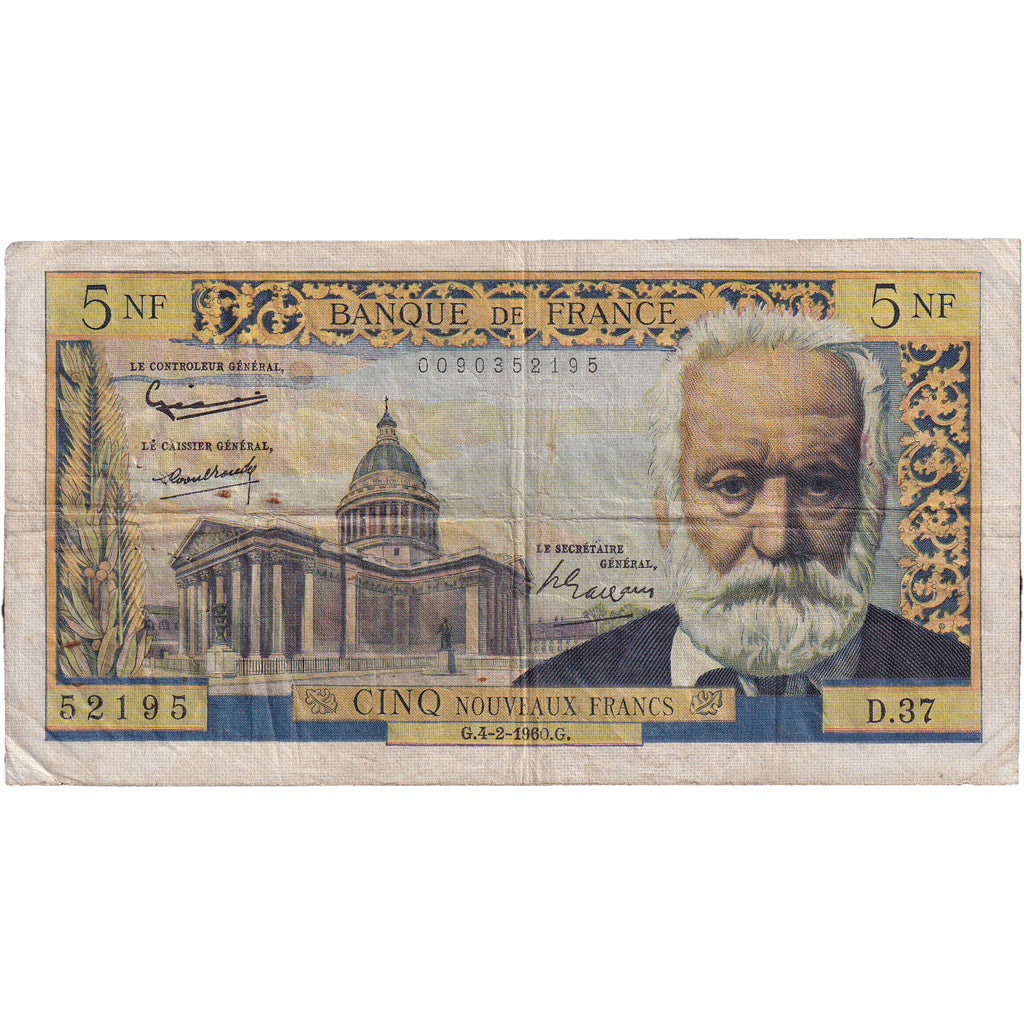 Frankrijk, 5 Nouveaux Francs, 1960, D.37, TB, Fayette:56.5, KM:141a