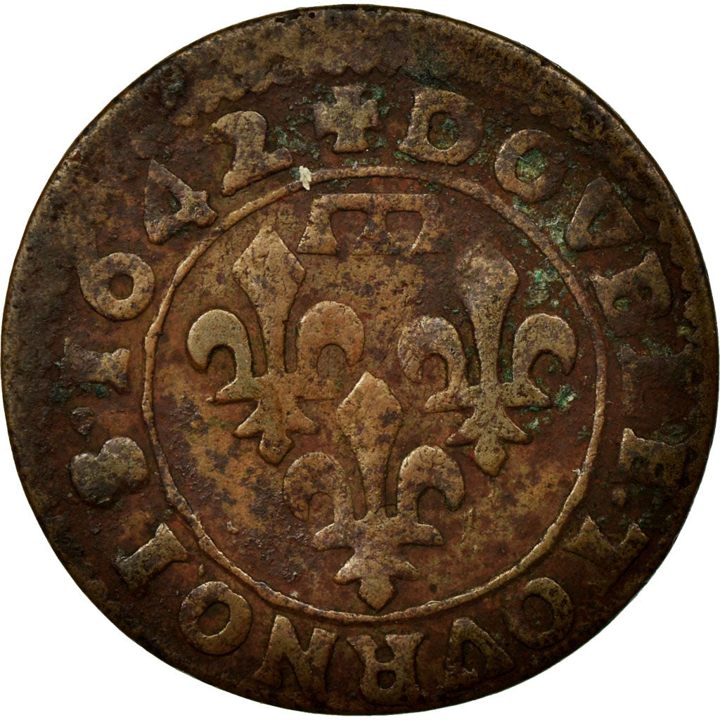 Moneta, STATI FRANCESI, DOMBES, Gaston d'Orléans, Double Tournois, 1642