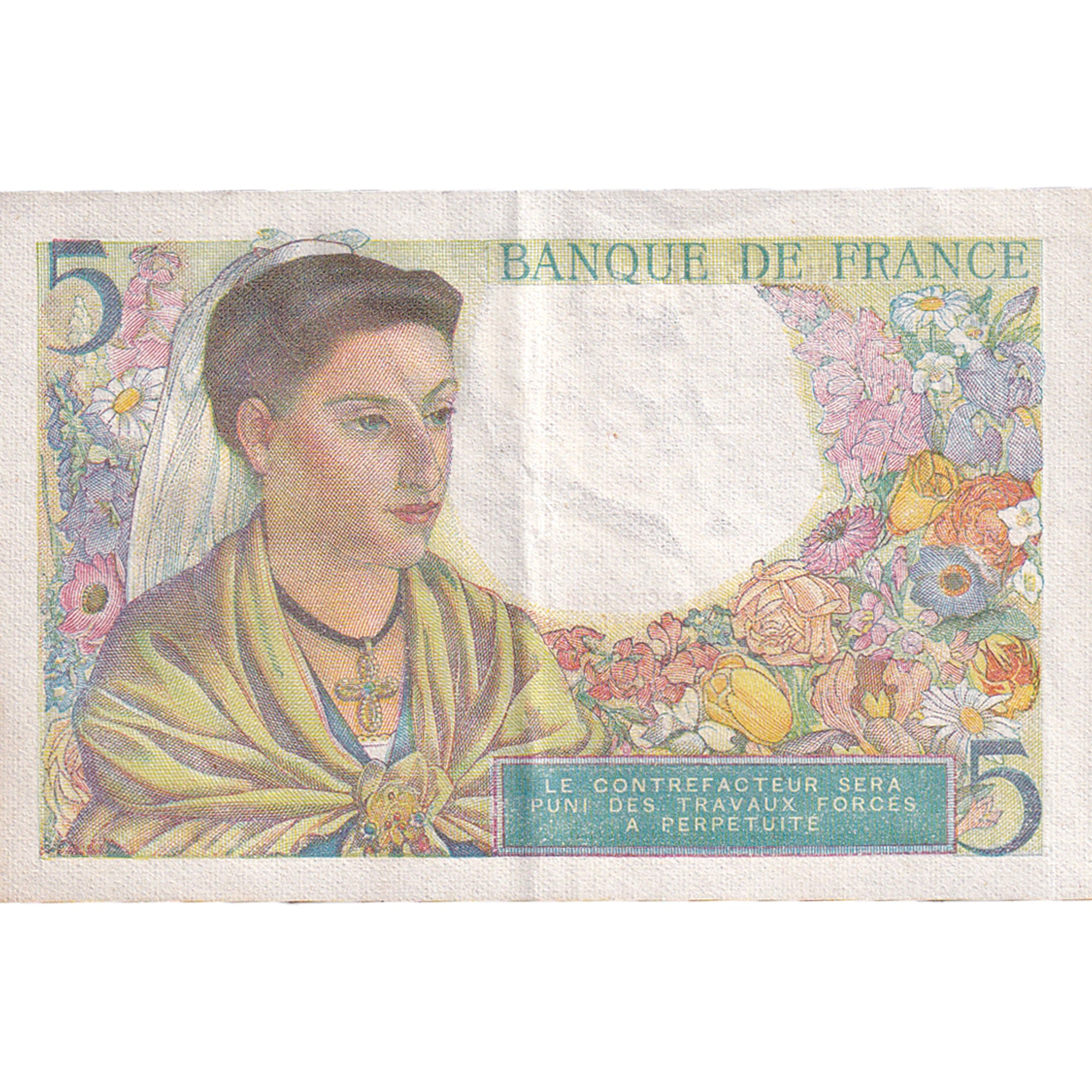 France, 5 Francs, Berger, M.63, VF(30-35), Fayette:5.3, KM:98a