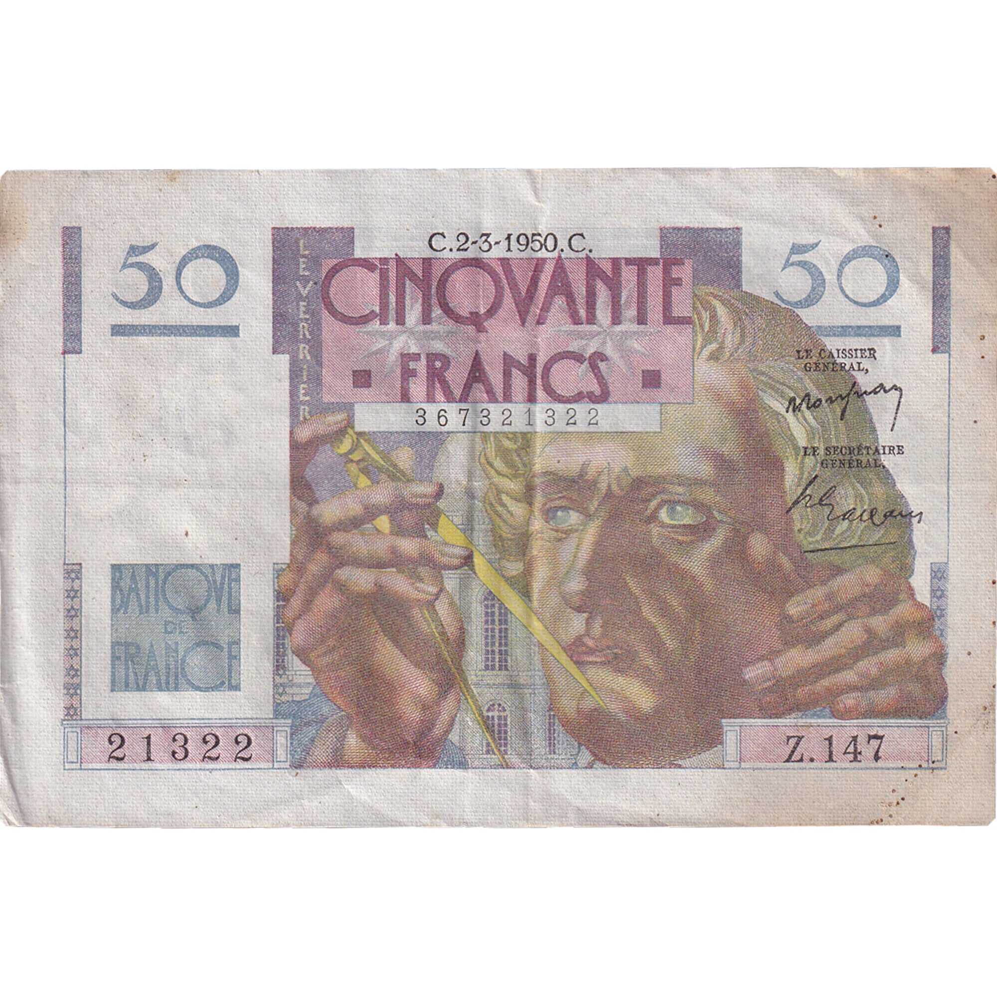 France, 50 Francs, Z.147, VF(20-25), Fayette:20.14, KM:127b