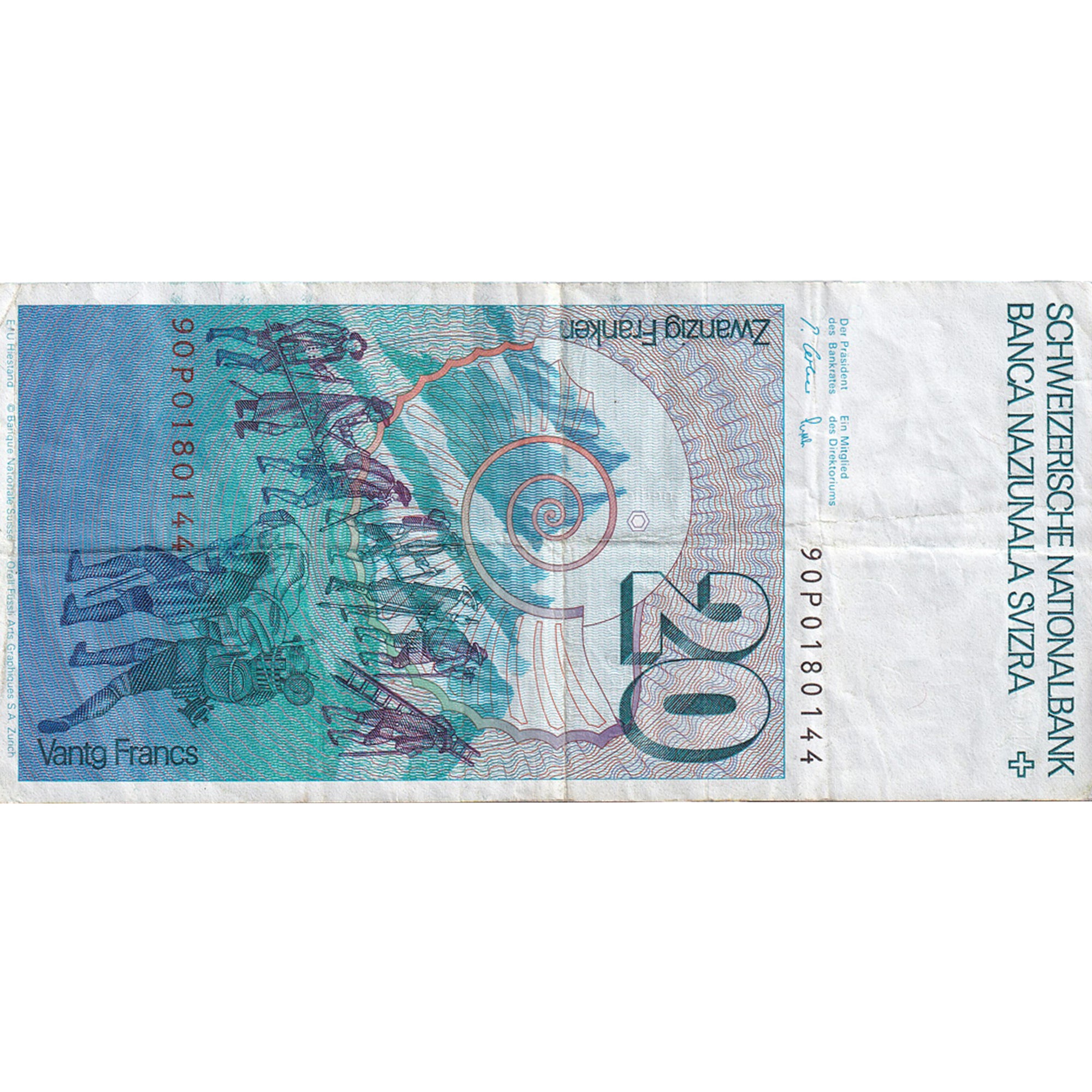 Banknote, Switzerland, 20 Franken, KM:55e, VF(20-25)