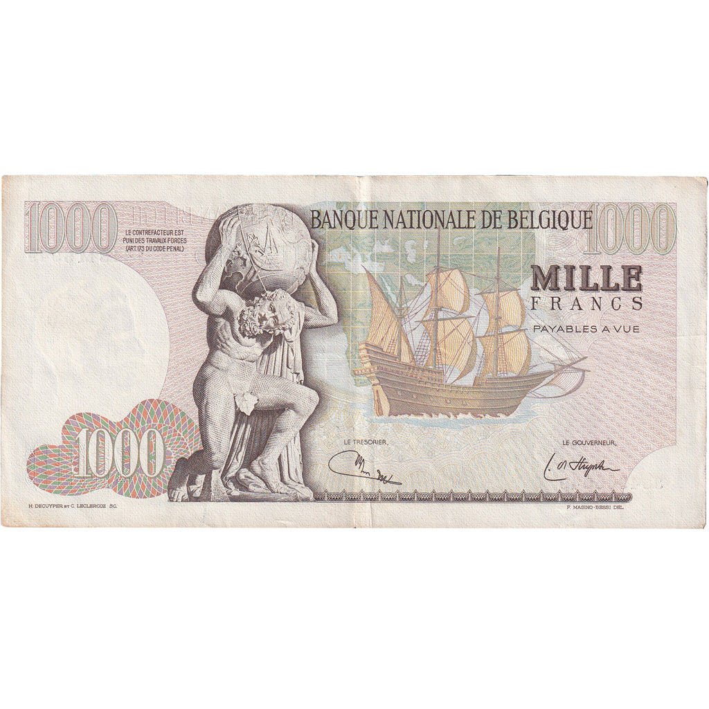 Banknote, Belgium, 1000 Francs, 1975, 1975-03-13, KM:136b, EF(40-45)