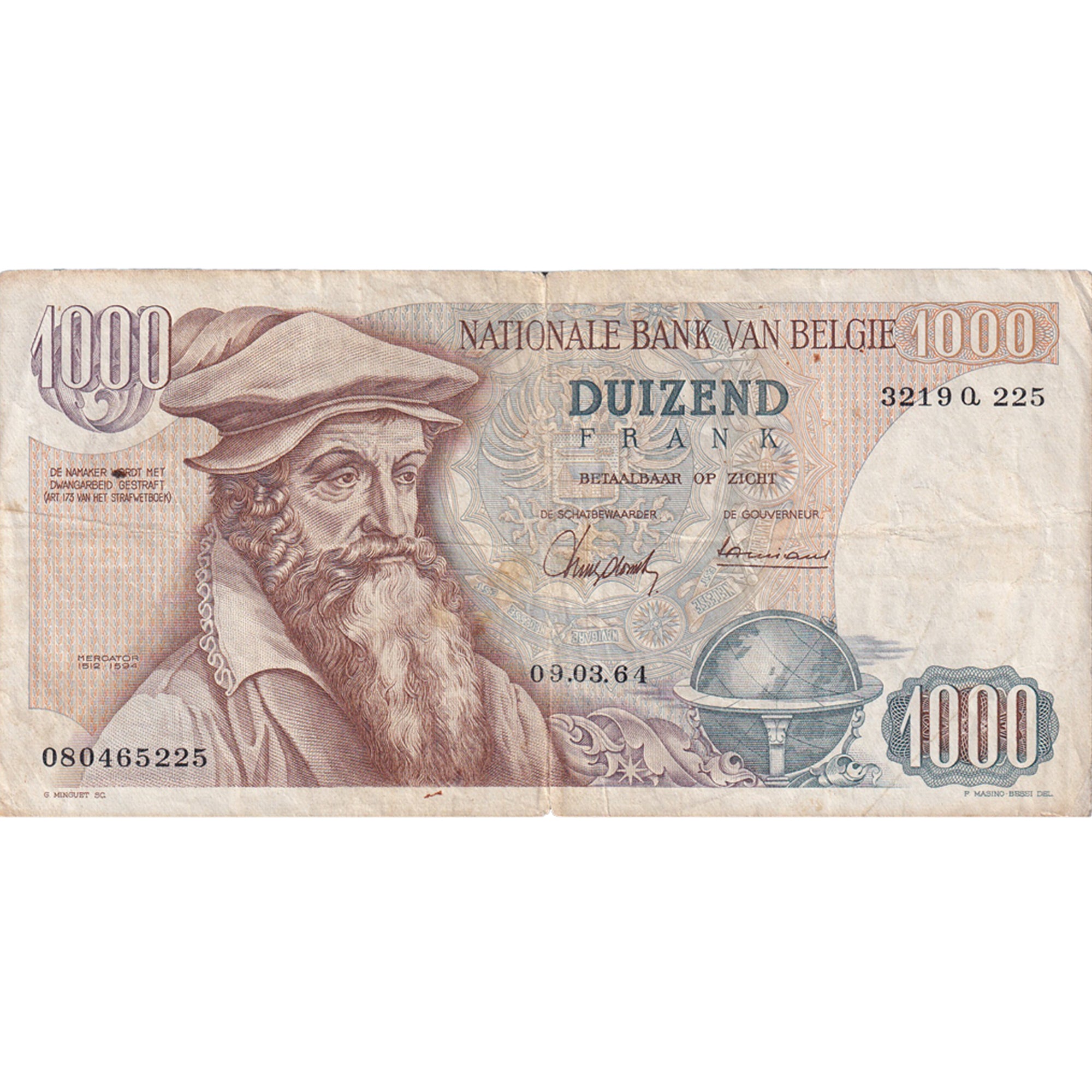 Banknote, Belgium, 1000 Francs, 1964, 1964-12-04, KM:136a, VF(20-25)