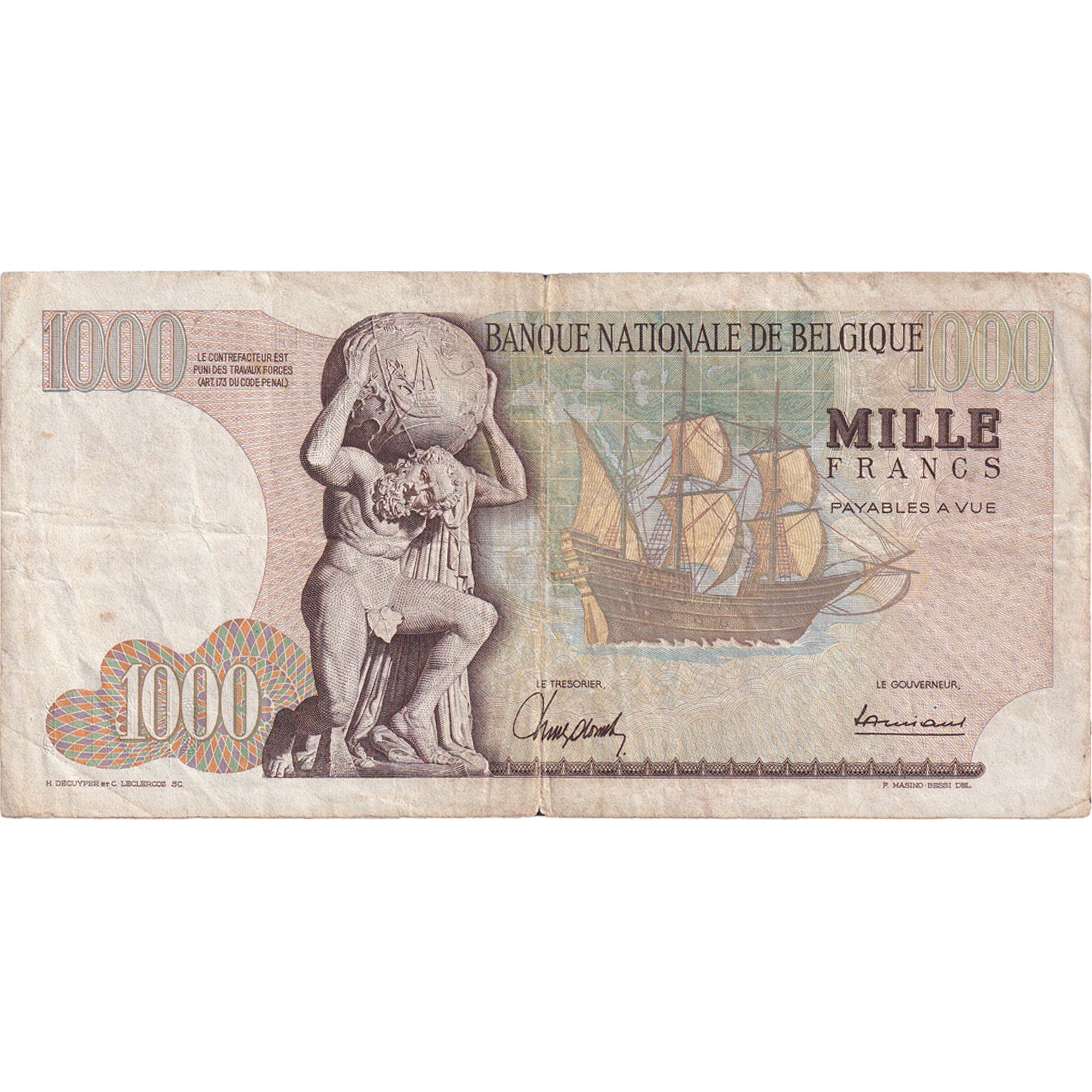 Banknote, Belgium, 1000 Francs, 1964, 1964-12-04, KM:136a, VF(20-25)