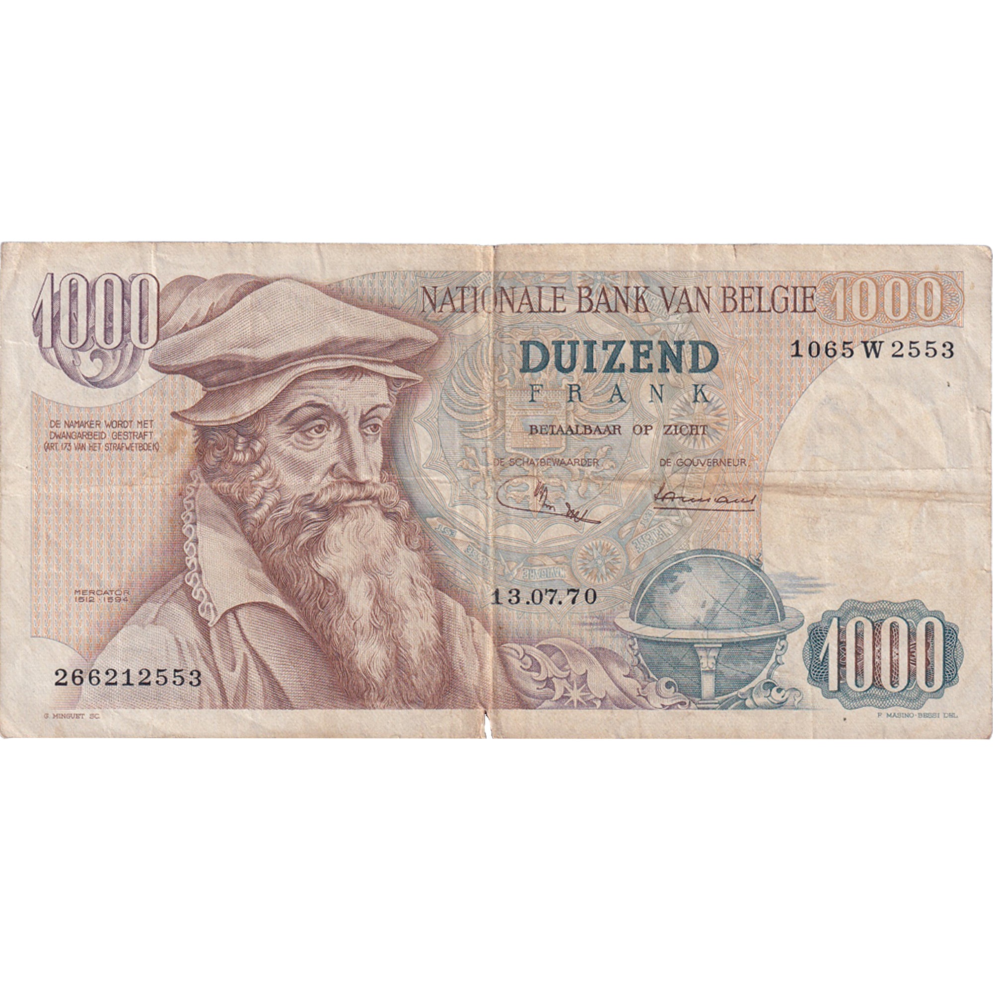 Banknote, Belgium, 1000 Francs, 1970, 1970-07-13, KM:136b, VF(20-25)