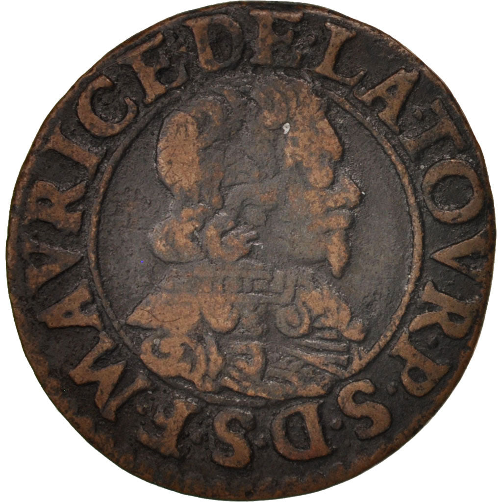 Coin, France, BOUILLON & SEDAN, Double Tournois, 1632, VF(30-35), Copper