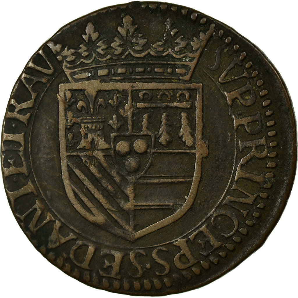 Coin, FRENCH STATES, BOUILLON & SEDAN, Liard, 1614, Raucourt, EF(40-45), Copper