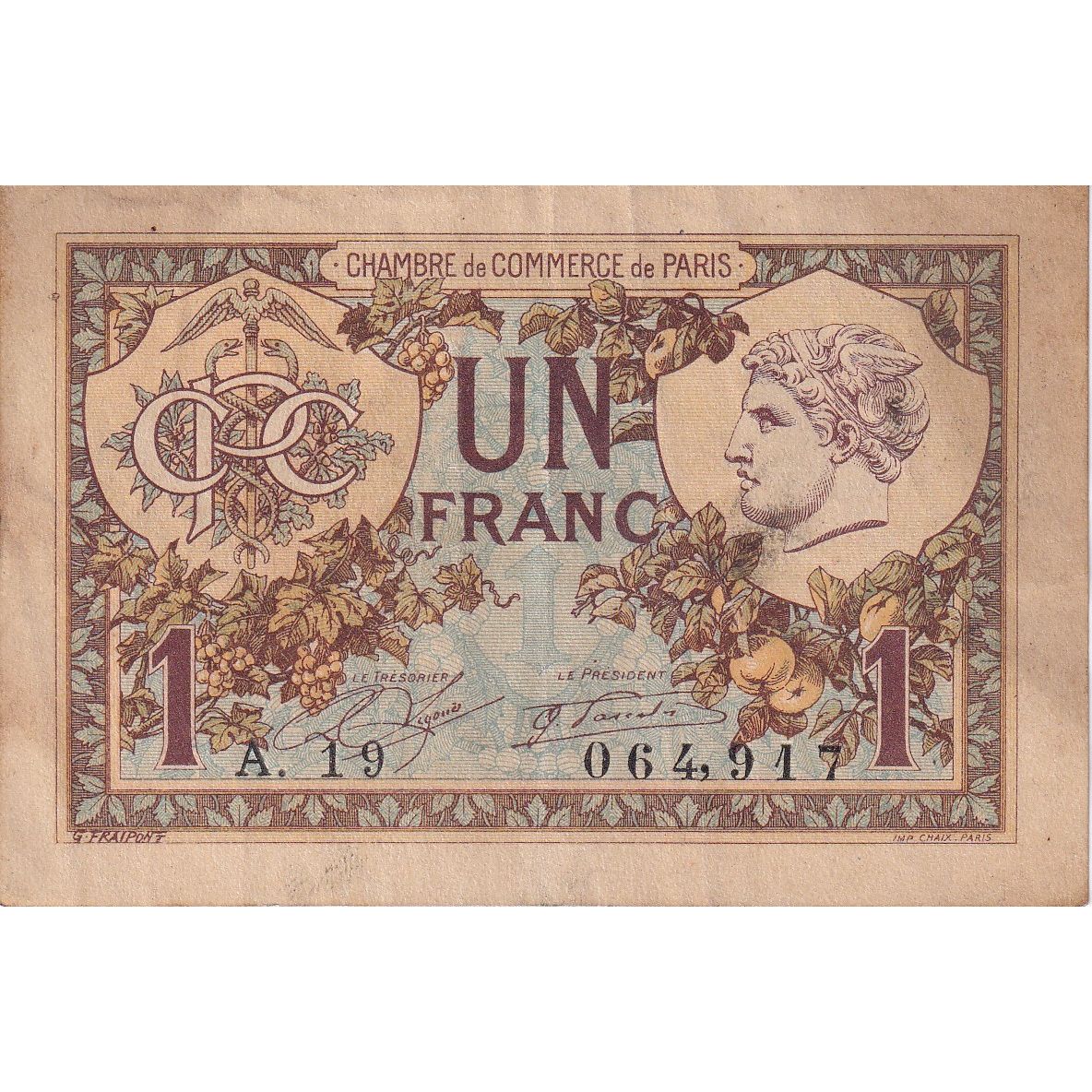 France, Paris, 1 Franc, 1922, VF(20-25), Pirot:97.36
