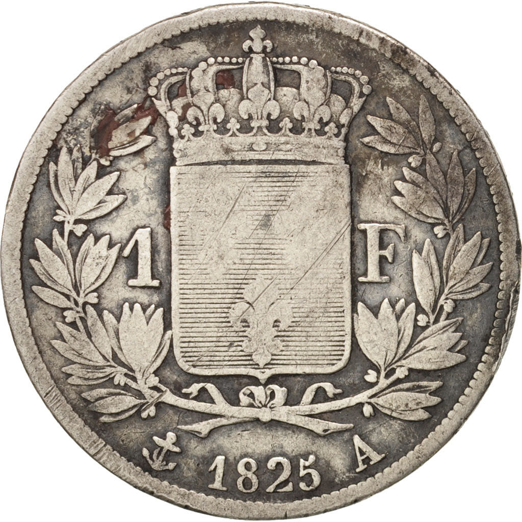France, Charles X, Franc, 1825, Paris, F(12-15), Silver, KM:724.1, Gadoury:450