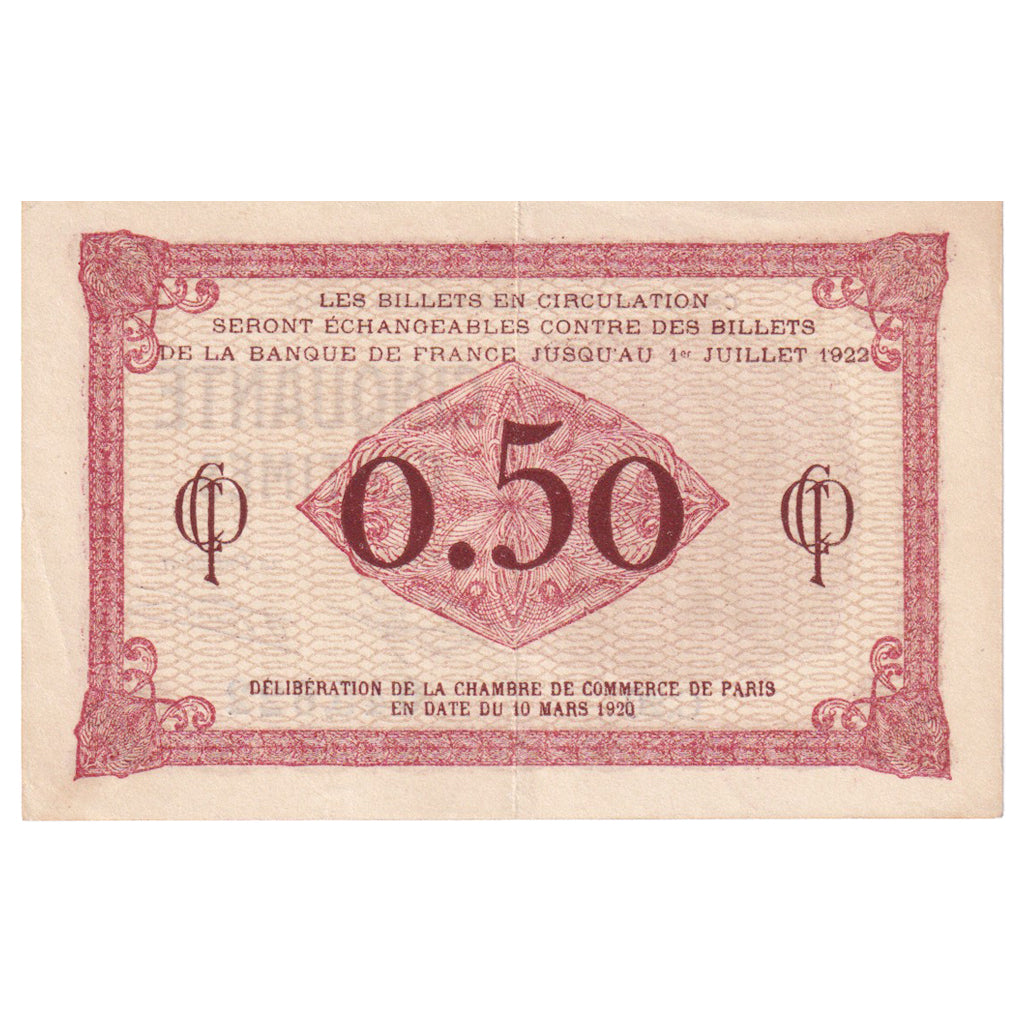 France, Paris, 50 Centimes, 1920, EF(40-45), Pirot:97-10