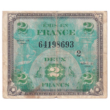 France, 2 Francs, Flag/France, 1944, 64198693, VG(8-10), Fayette:VF16.2, KM:114b