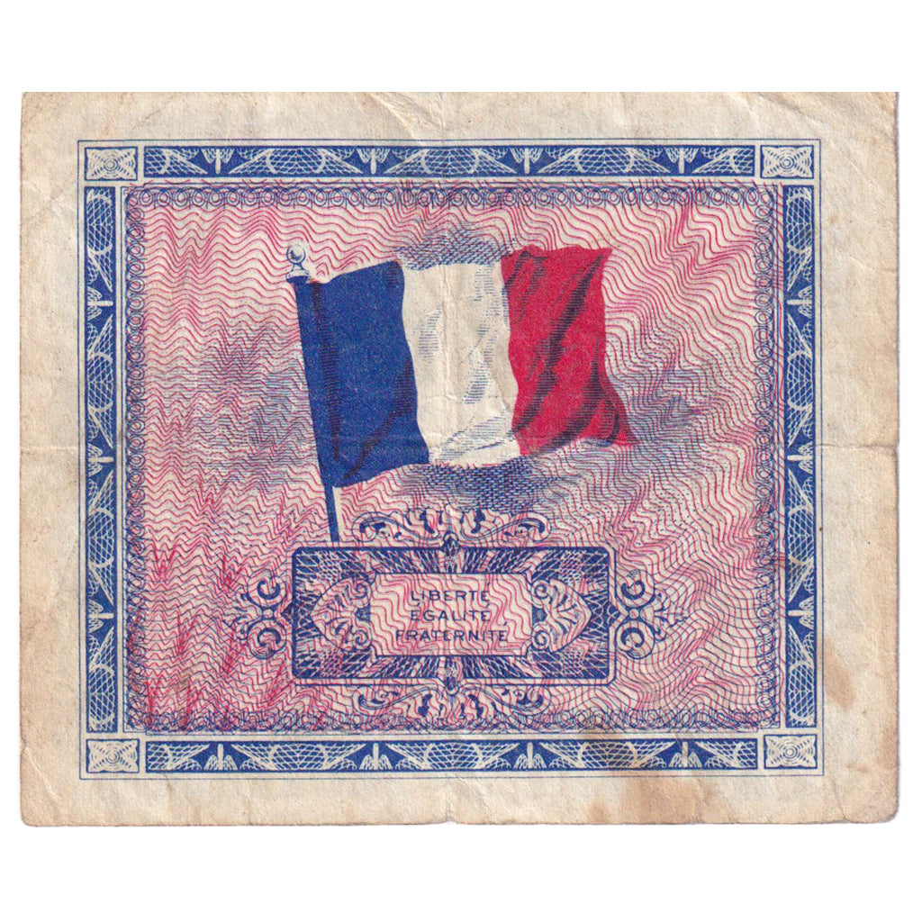 France, 2 Francs, Flag/France, 1944, 64198693, VG(8-10), Fayette:VF16.2, KM:114b