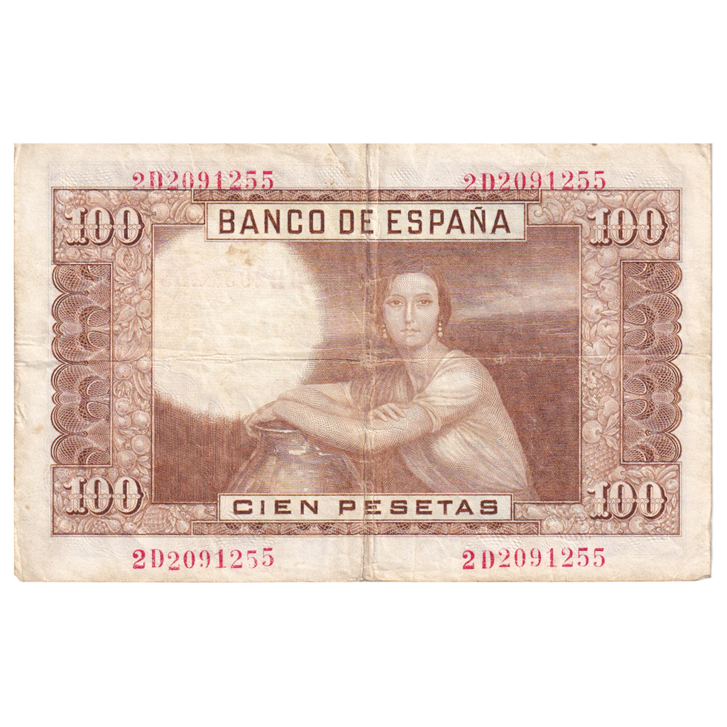 Banknote, Spain, 100 Pesetas, 1953-04-07, KM:145a, VF(20-25)