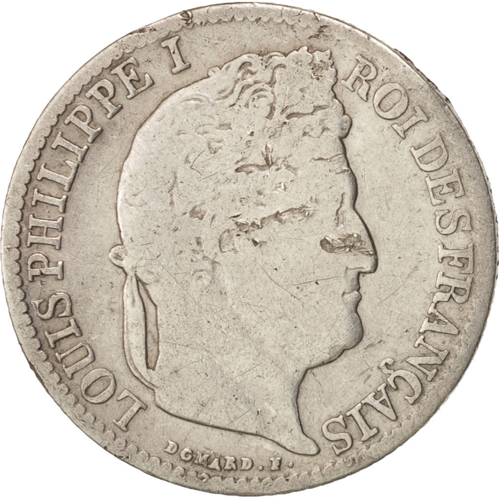 Moneta, Francia, Louis-Philippe, 1/2 Franc, 1839, Rouen, B, Argento, KM:741.2