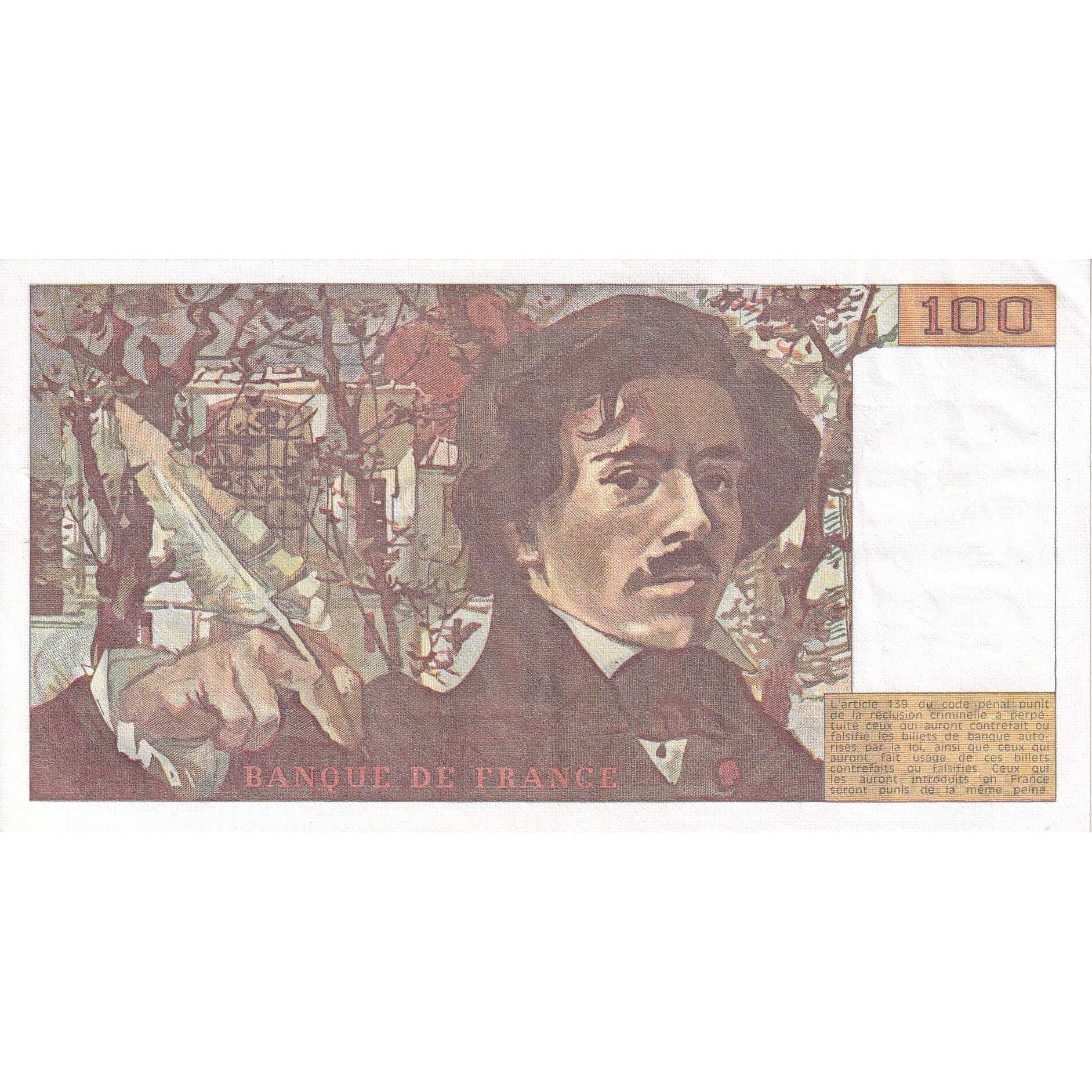 France, 100 Francs, Delacroix, 1981, D.45, TTB, Fayette:69.5, KM:154b