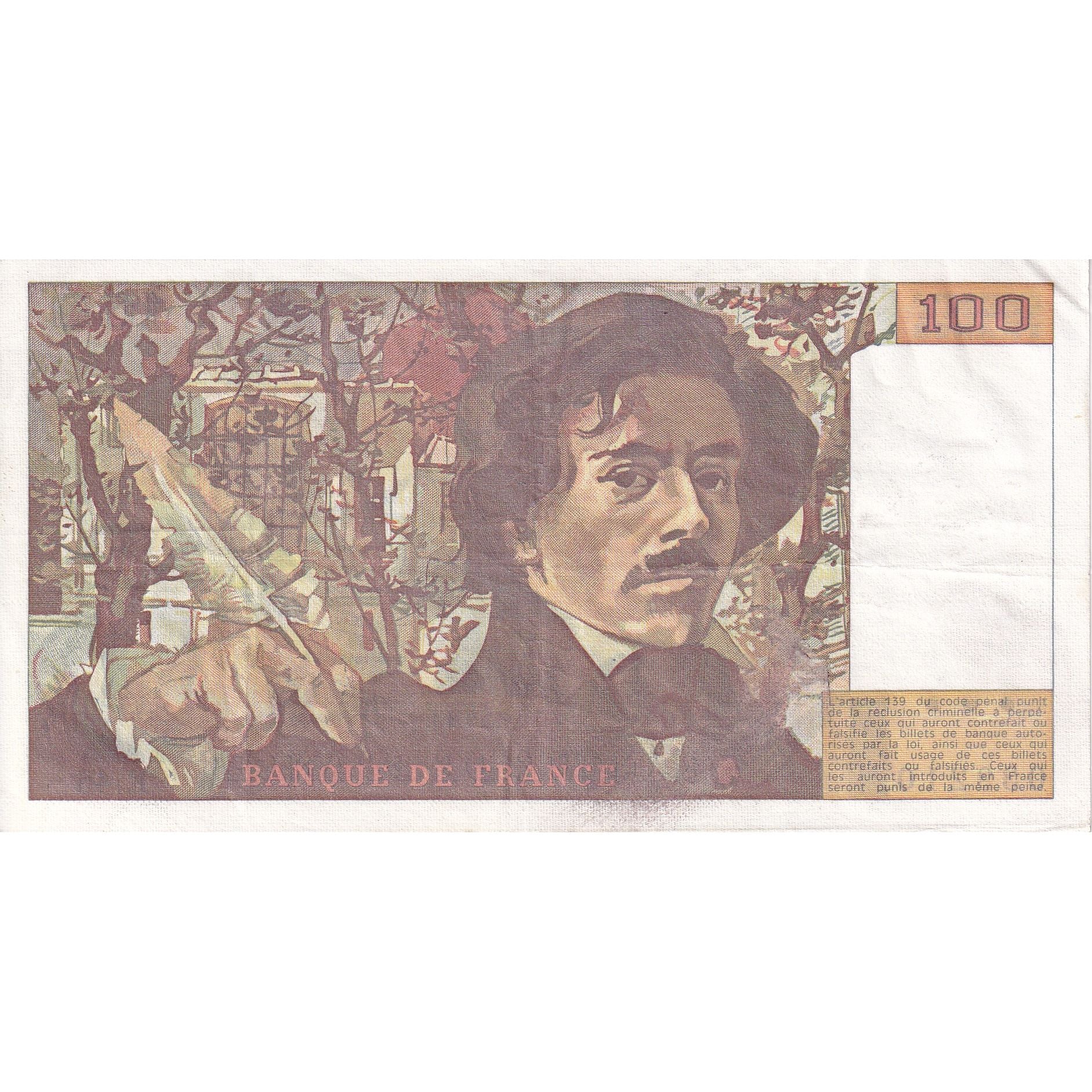 France, 100 Francs, Delacroix, 1981, K.45, EF(40-45), Fayette:69.5, KM:154b