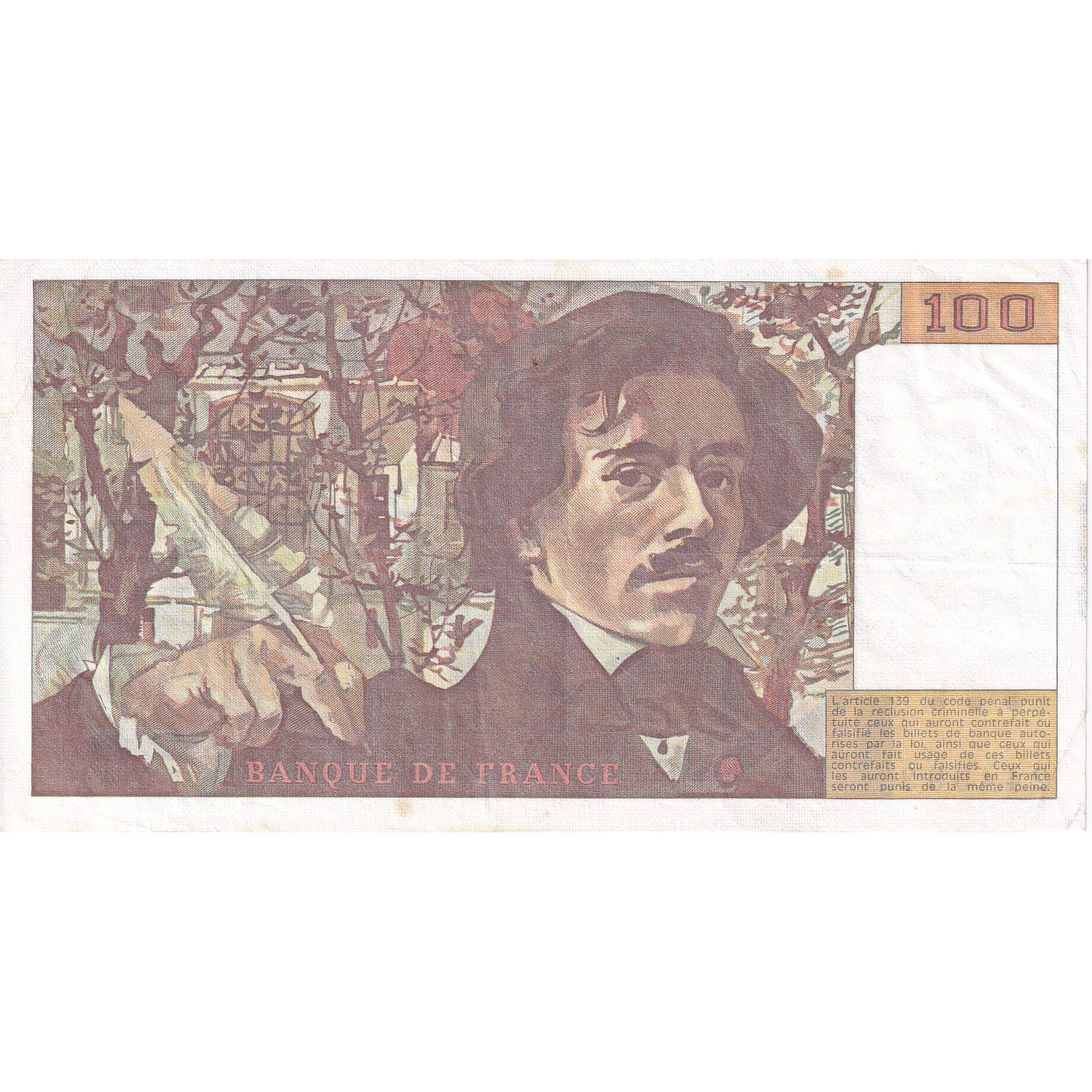 France, 100 Francs, Delacroix, 1981, Y.43, TTB, Fayette:69.5, KM:154b