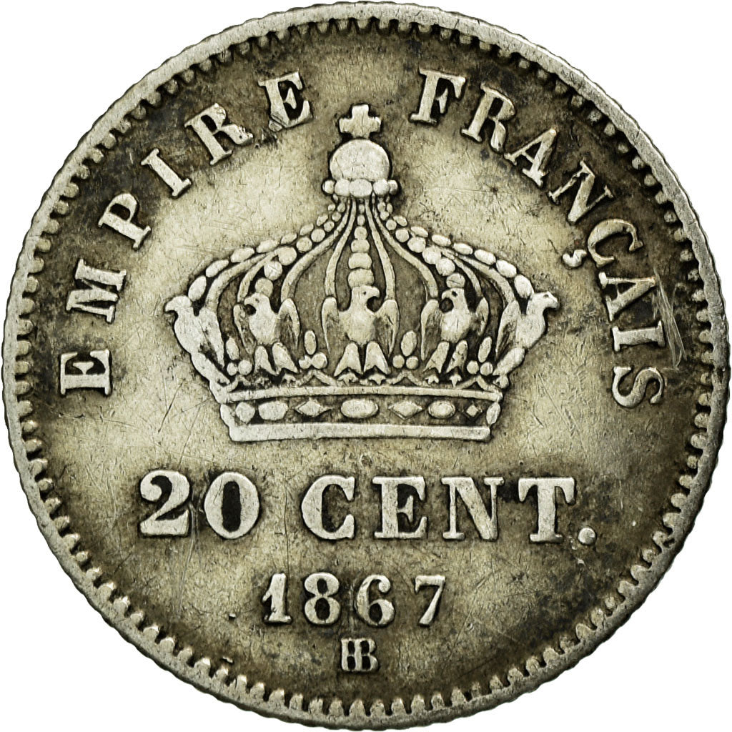 Coin, France, Napoleon III, Napoléon III, 20 Centimes, 1867, Strasbourg