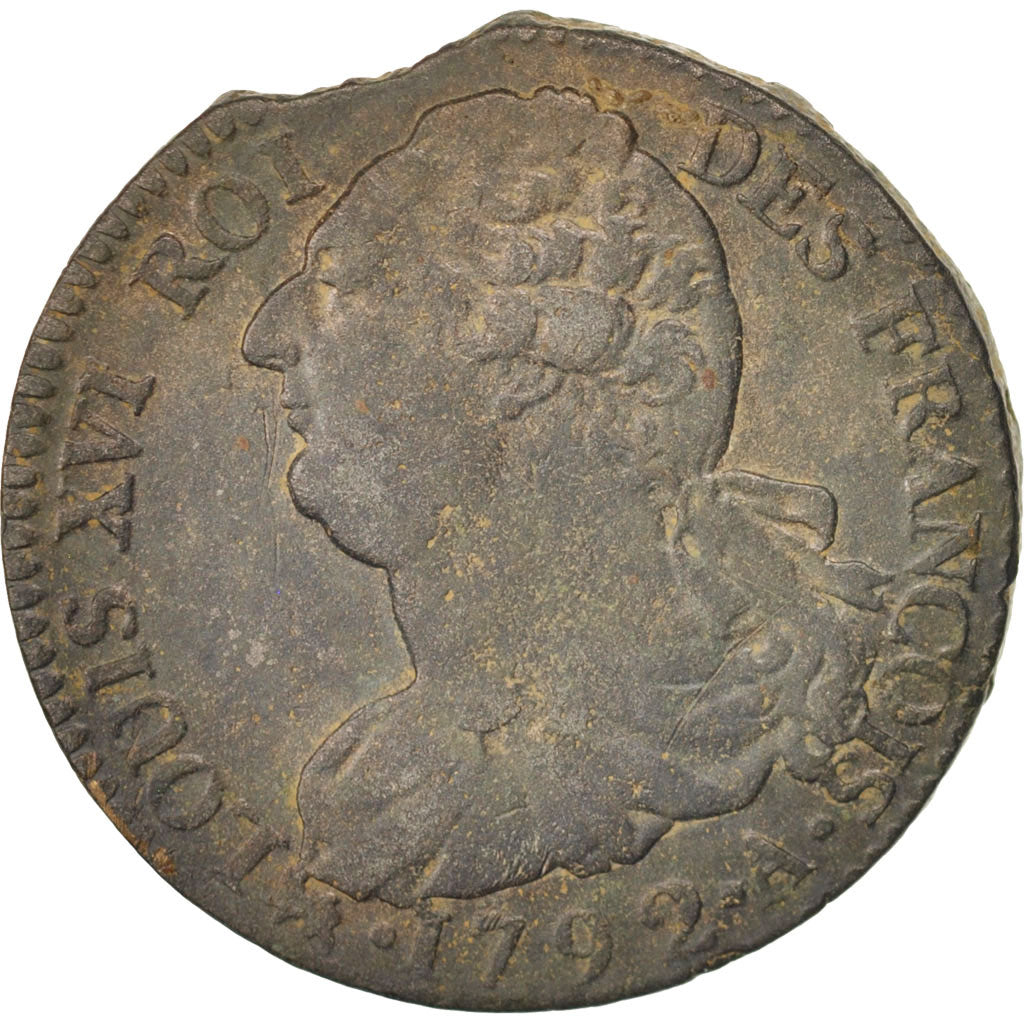 Coin, France, 2 sols françois, 2 Sols, 1792, Paris, VF(30-35), Bronze