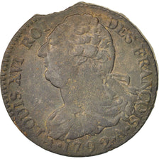 Coin, France, 2 sols françois, 2 Sols, 1792, Paris, VF(30-35), Bronze