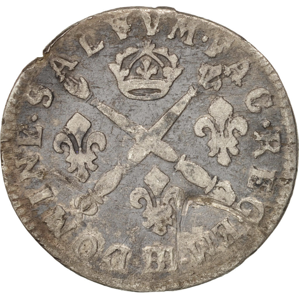 France, Louis XIV, 5 Sols aux insignes, 1704, Strasbourg, KM 337.4, Gadoury 108