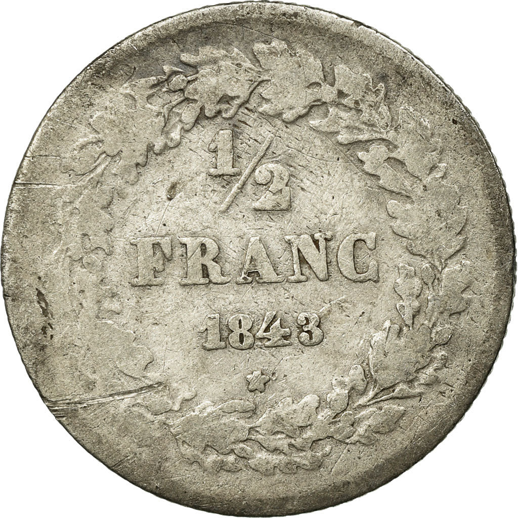 Coin, Belgium, Leopold I, 1/2 Franc, 1843, F(12-15), Silver, KM:6