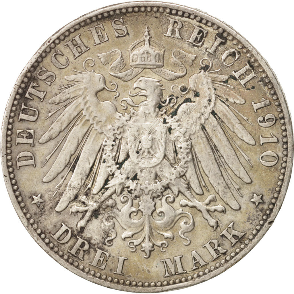 German States, SAXONY-ALBERTINE, Friedrich August III, 3 Mark, 1910