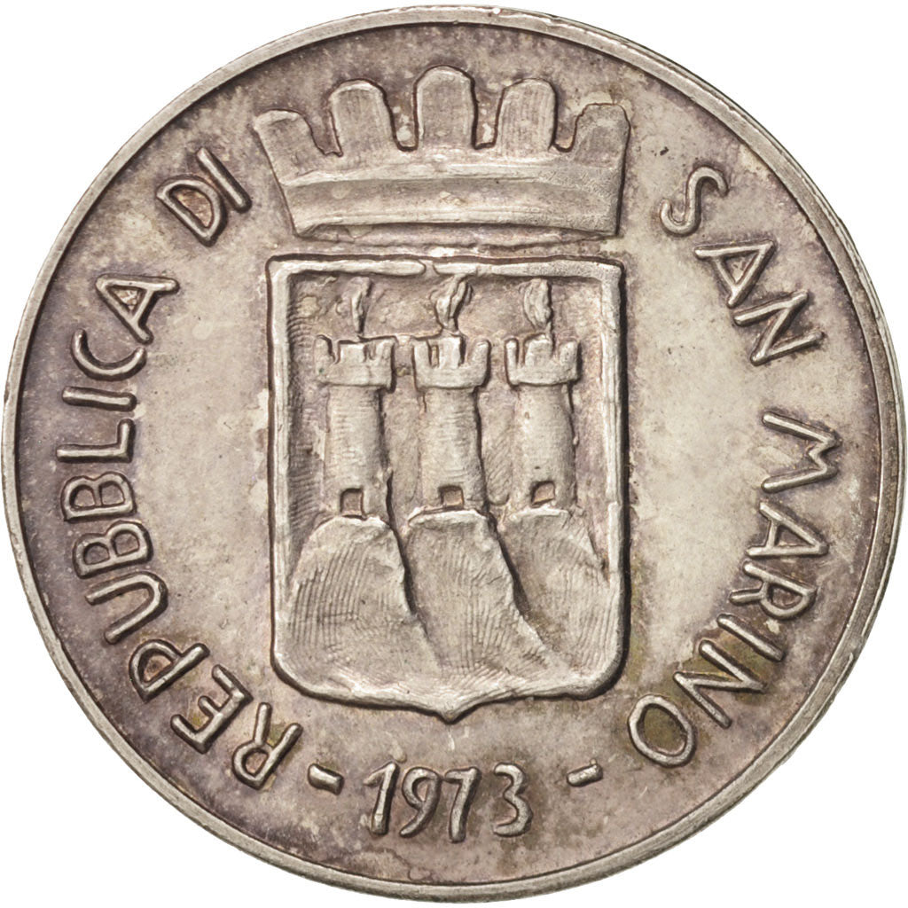 San Marino, 500 Lire, 1973, AU(55-58), Silver, KM:29