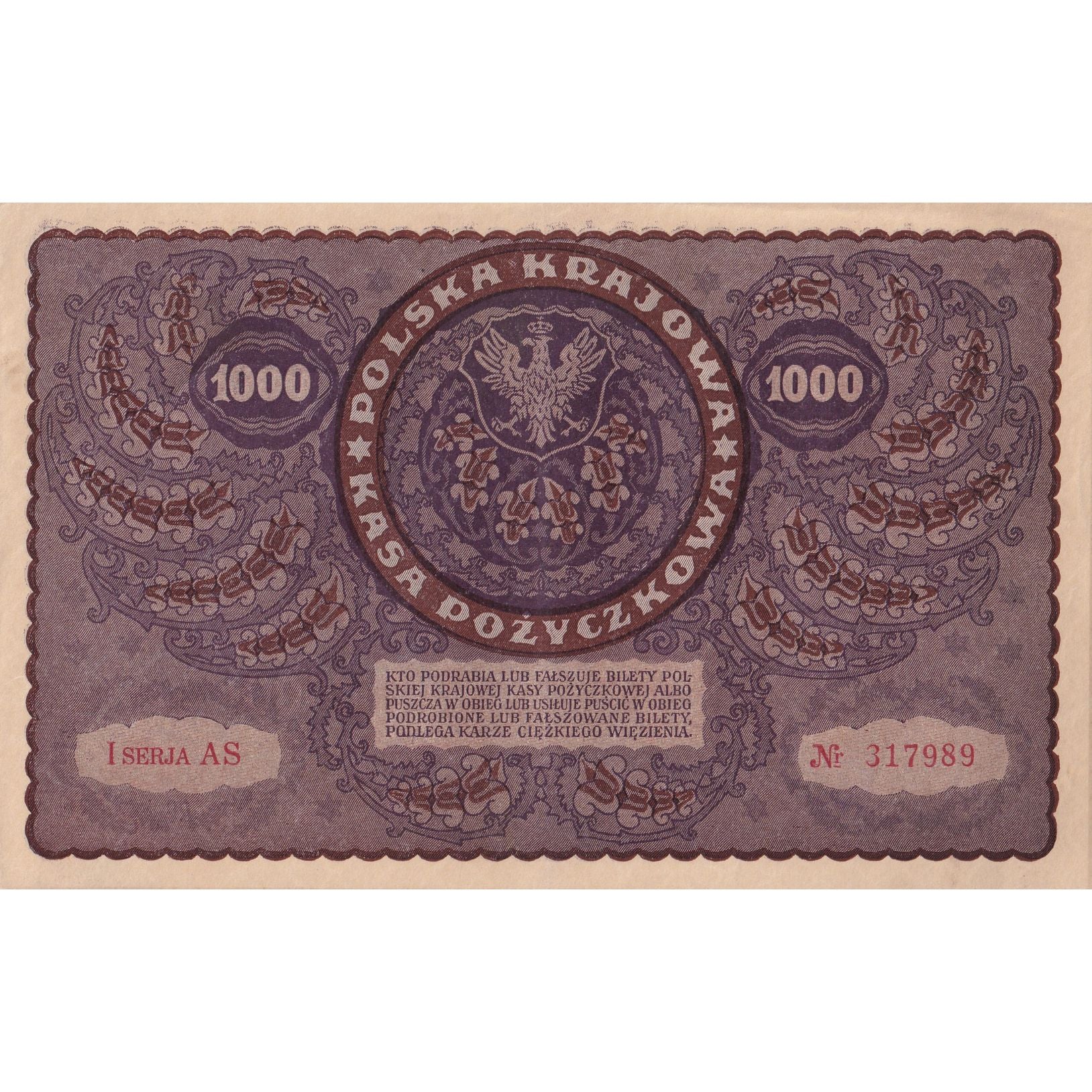 Banknote, Poland, 1000 Marek, 1919, 1919-08-23, KM:29, EF(40-45)