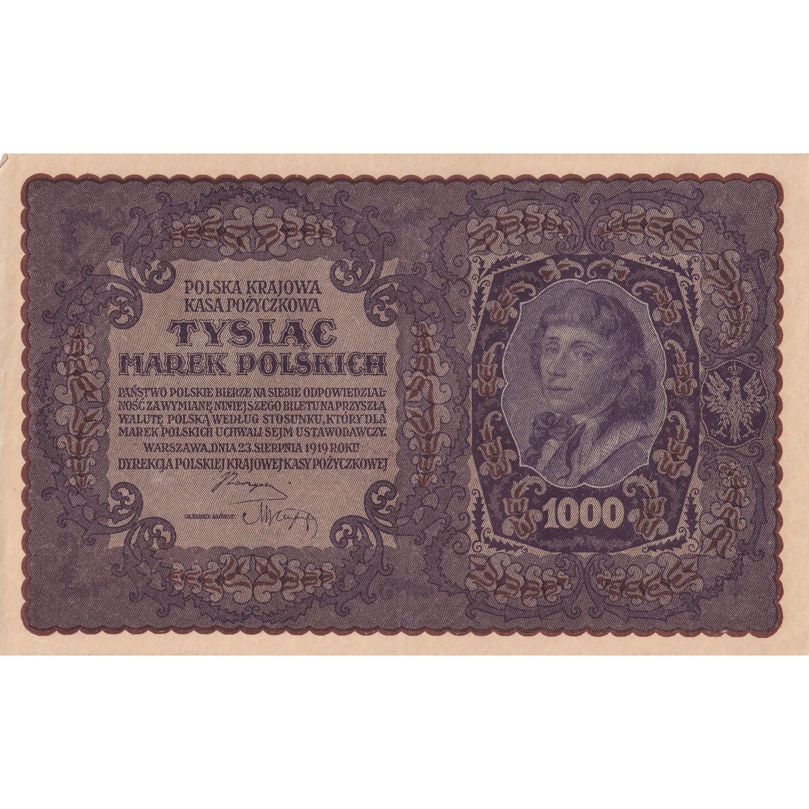 Banknote, Poland, 1000 Marek, 1919, 1919-08-23, KM:29, EF(40-45)
