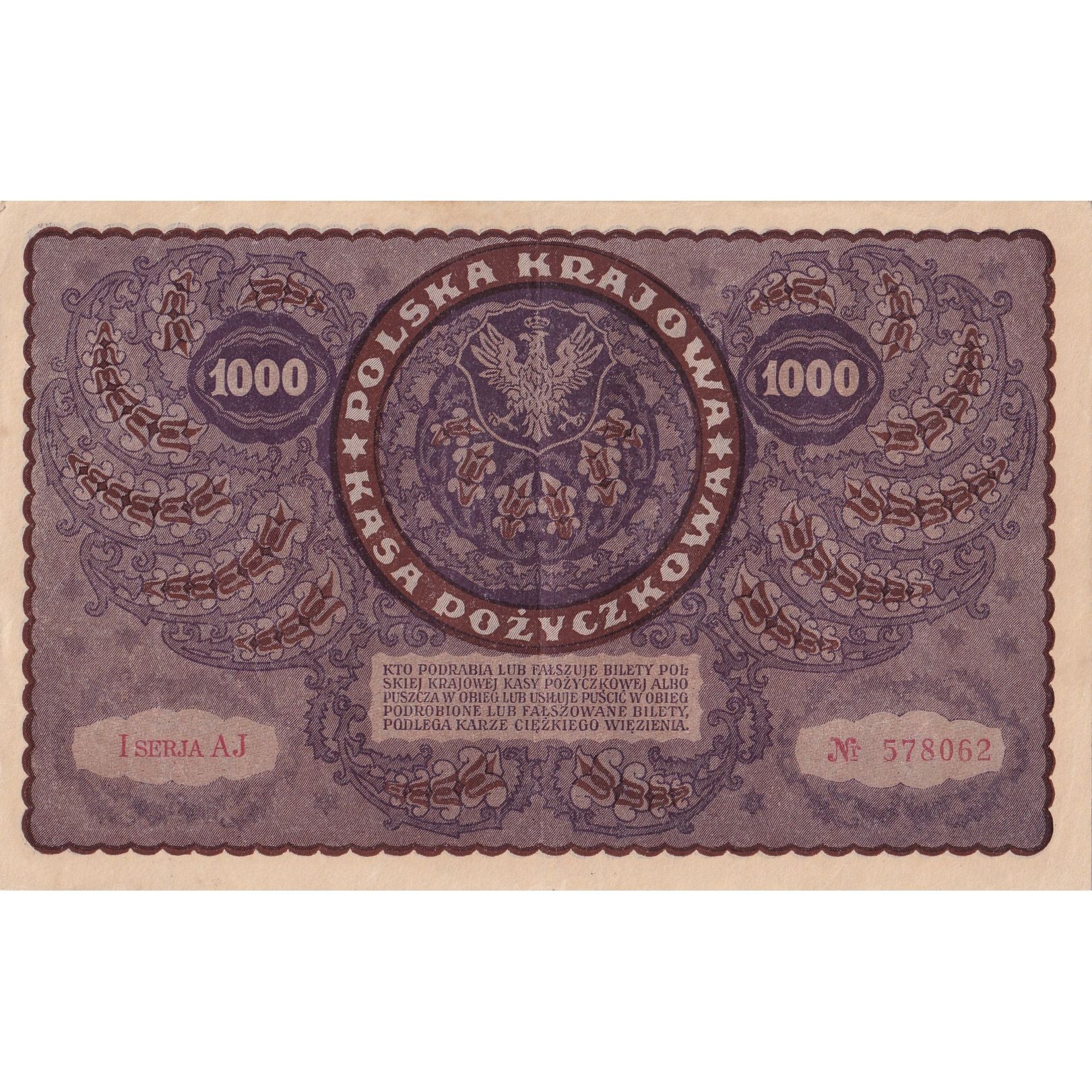 Banknote, Poland, 1000 Marek, 1919, 1919-08-23, KM:29, EF(40-45)