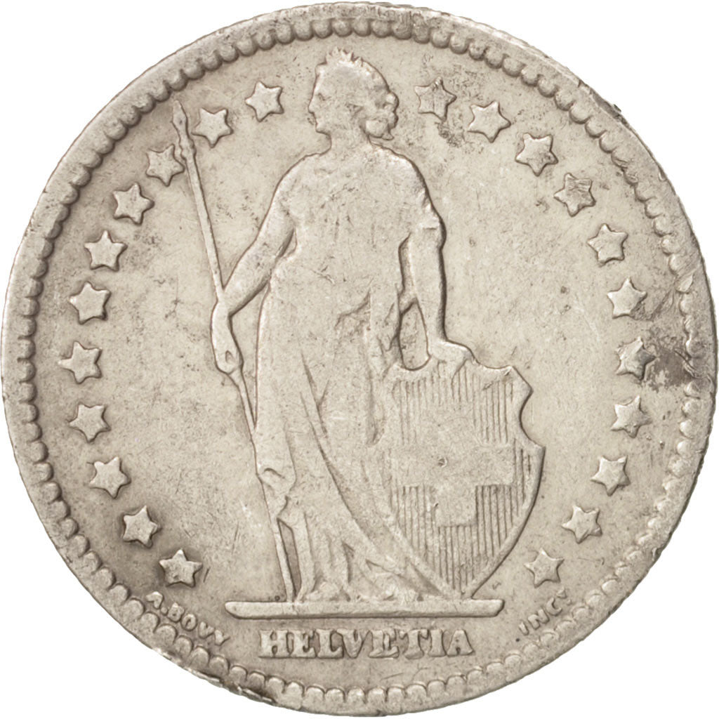 Switzerland, Franc, 1877, Bern, VF(20-25), Silver, KM:24