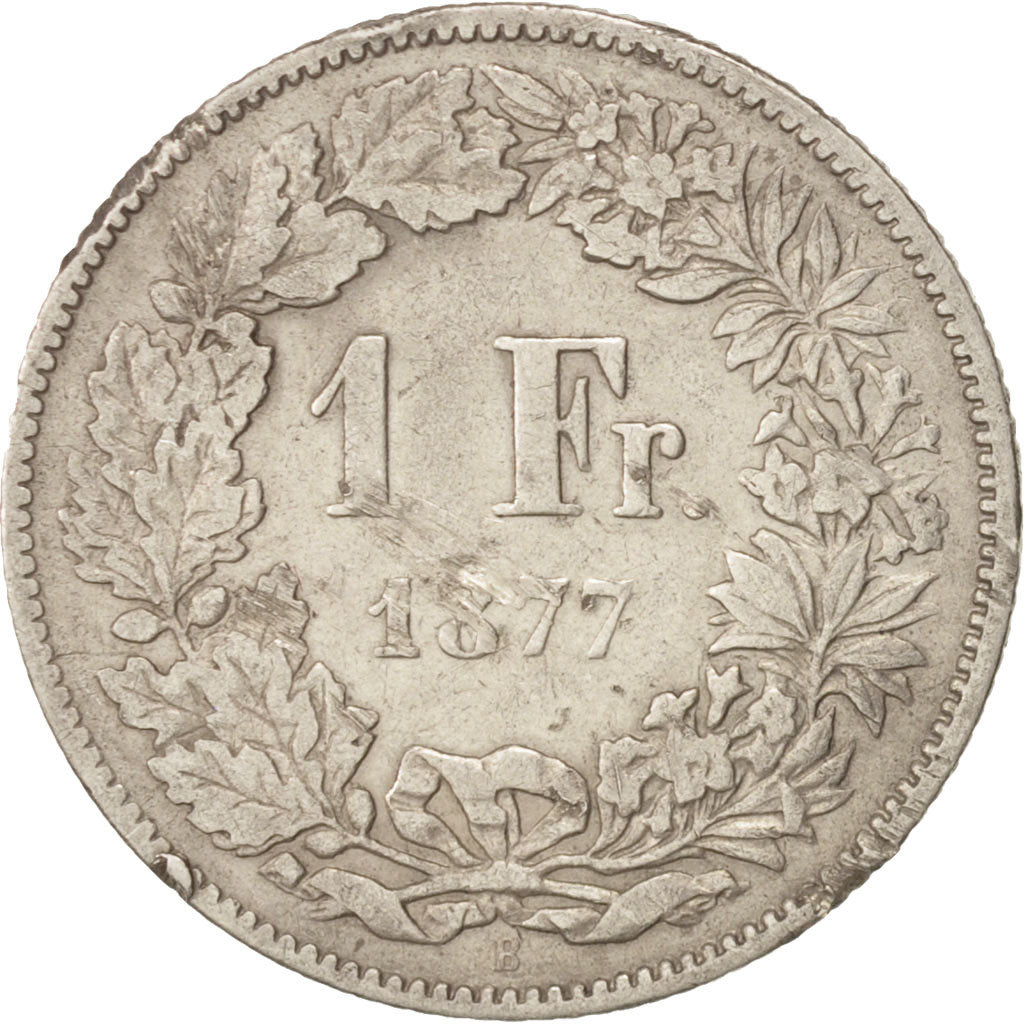 Switzerland, Franc, 1877, Bern, VF(20-25), Silver, KM:24