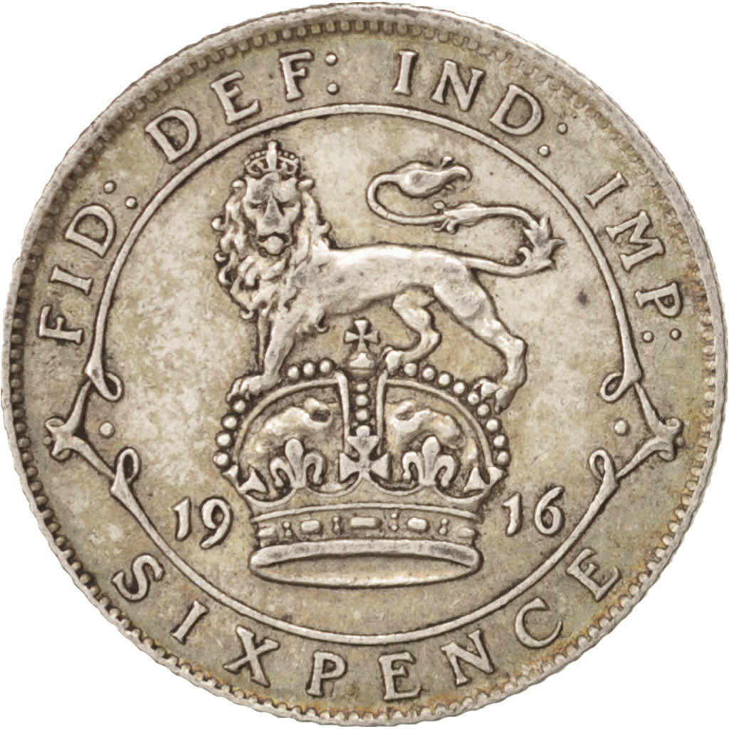 Great Britain, George V, 6 Pence, 1916, EF(40-45), Silver, KM:815