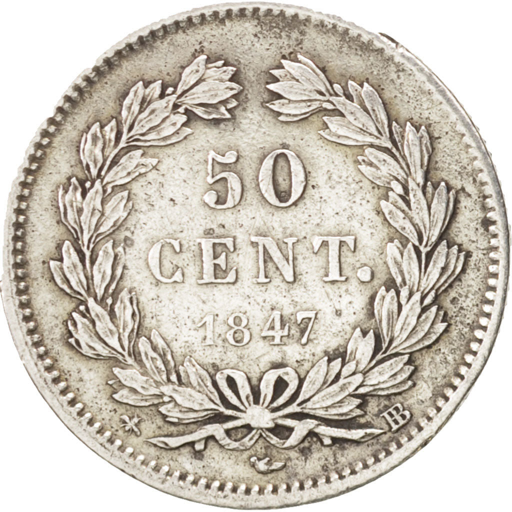 Coin, France, Louis-Philippe, 50 Centimes, 1847, Strasbourg, EF(40-45), Silver