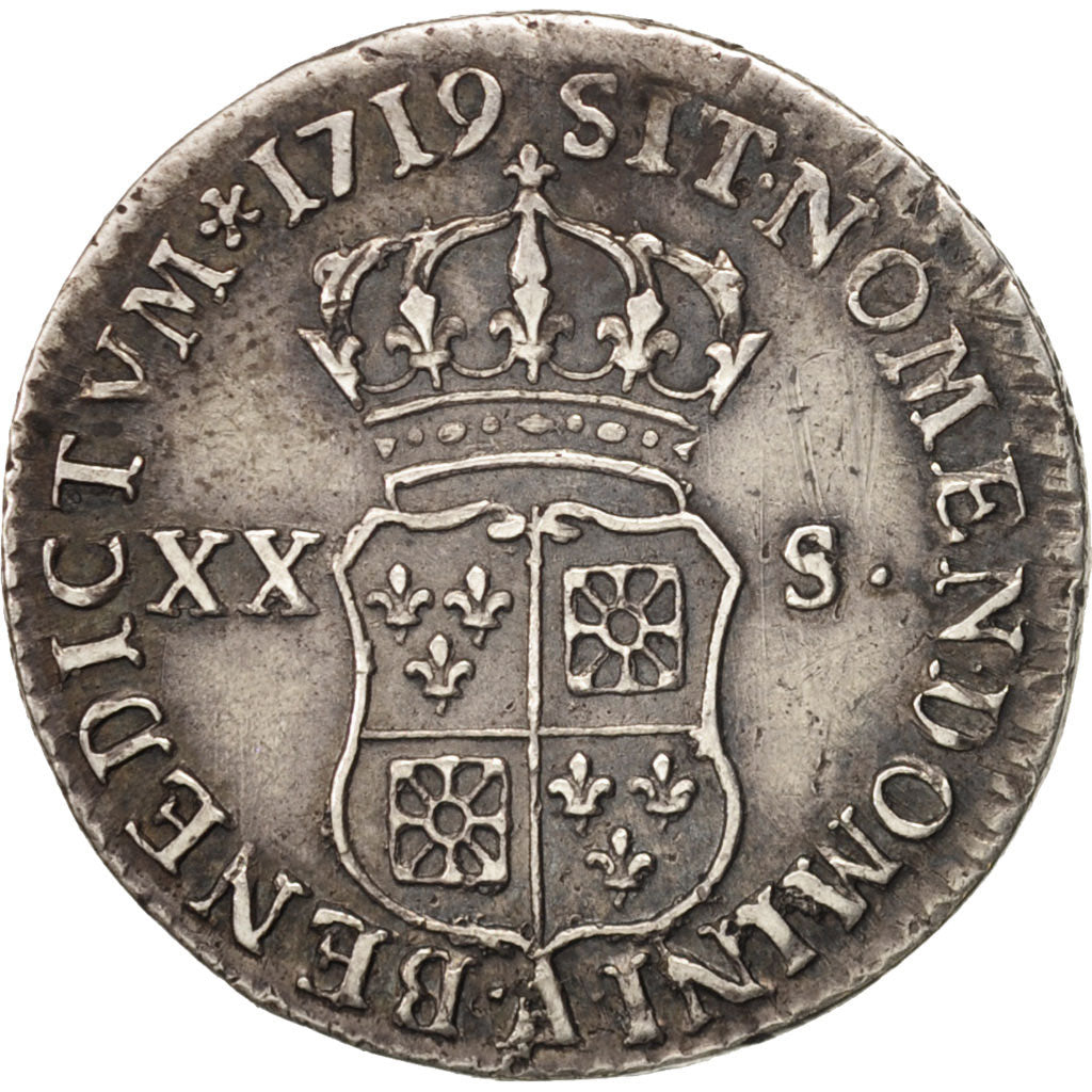 France, Louis XV, 1/6 Écu (XX – S) de France-Navarre, 1719 Paris, KM 440.1