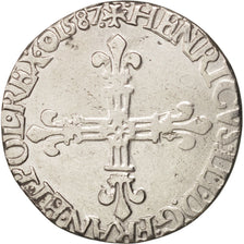 France, Henri III, 1/4 Ecu, 1587, Rouen, EF(40-45), Silver, Sombart:4662