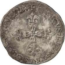 Francia, Henri IV, 1/4 Ecu de Béarn, 1597, Pau, BC+, Plata, Sombart:4706
