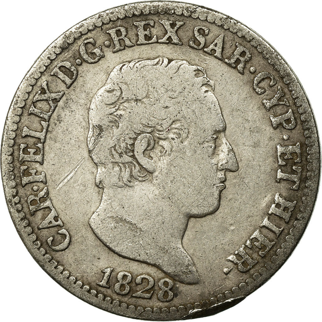 Münze, Italien Staaten, SARDINIA, Carlo Felice, 50 Centesimi, 1828, Torino, S