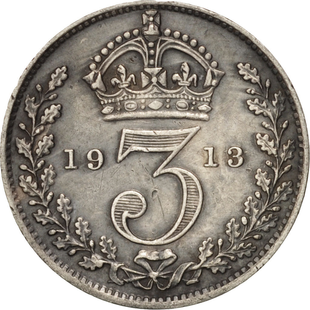 Great Britain, George V, 3 Pence, 1913, EF(40-45), Silver, KM:813