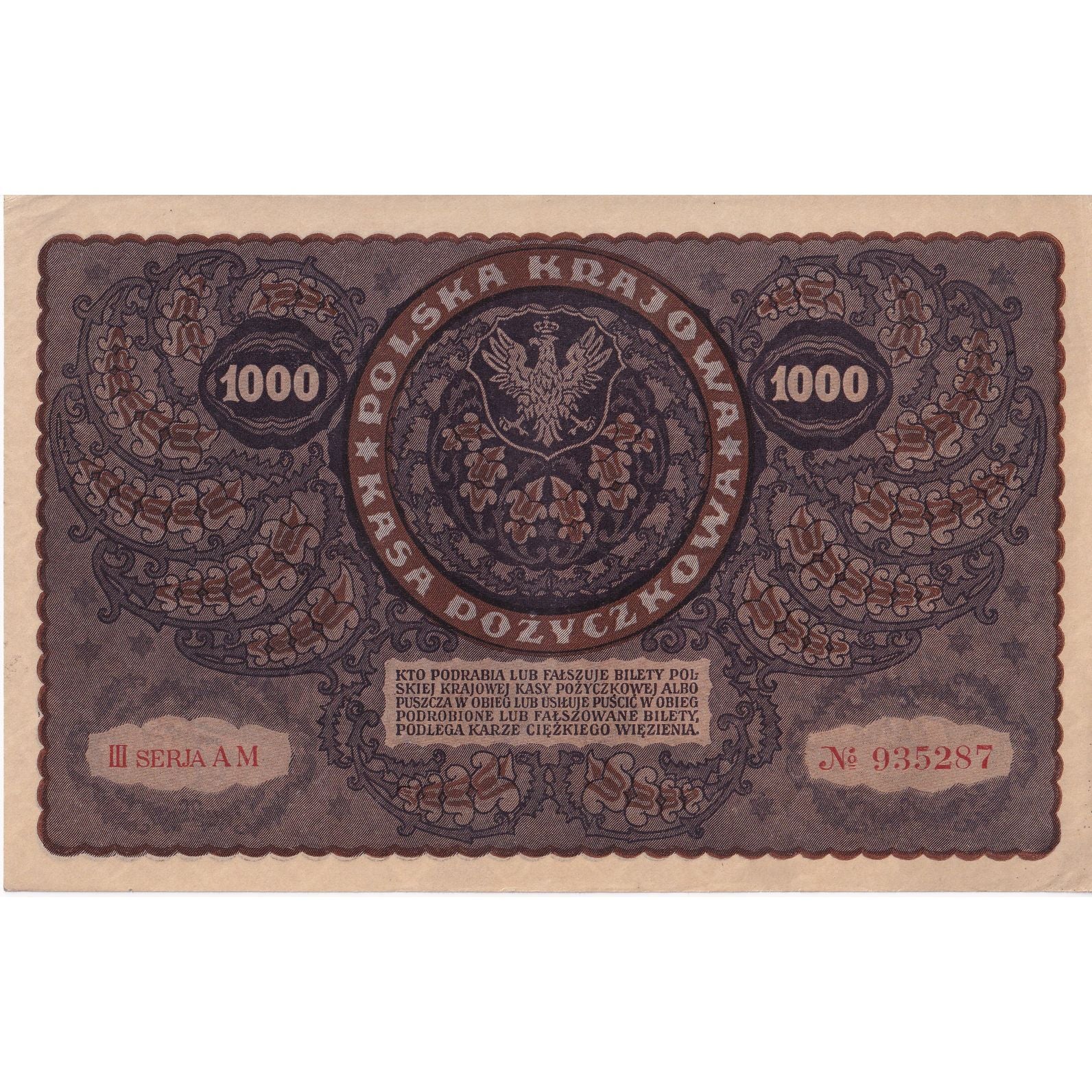 Banknote, Poland, 1000 Marek, 1919, 1919-08-23, KM:29, AU(55-58)