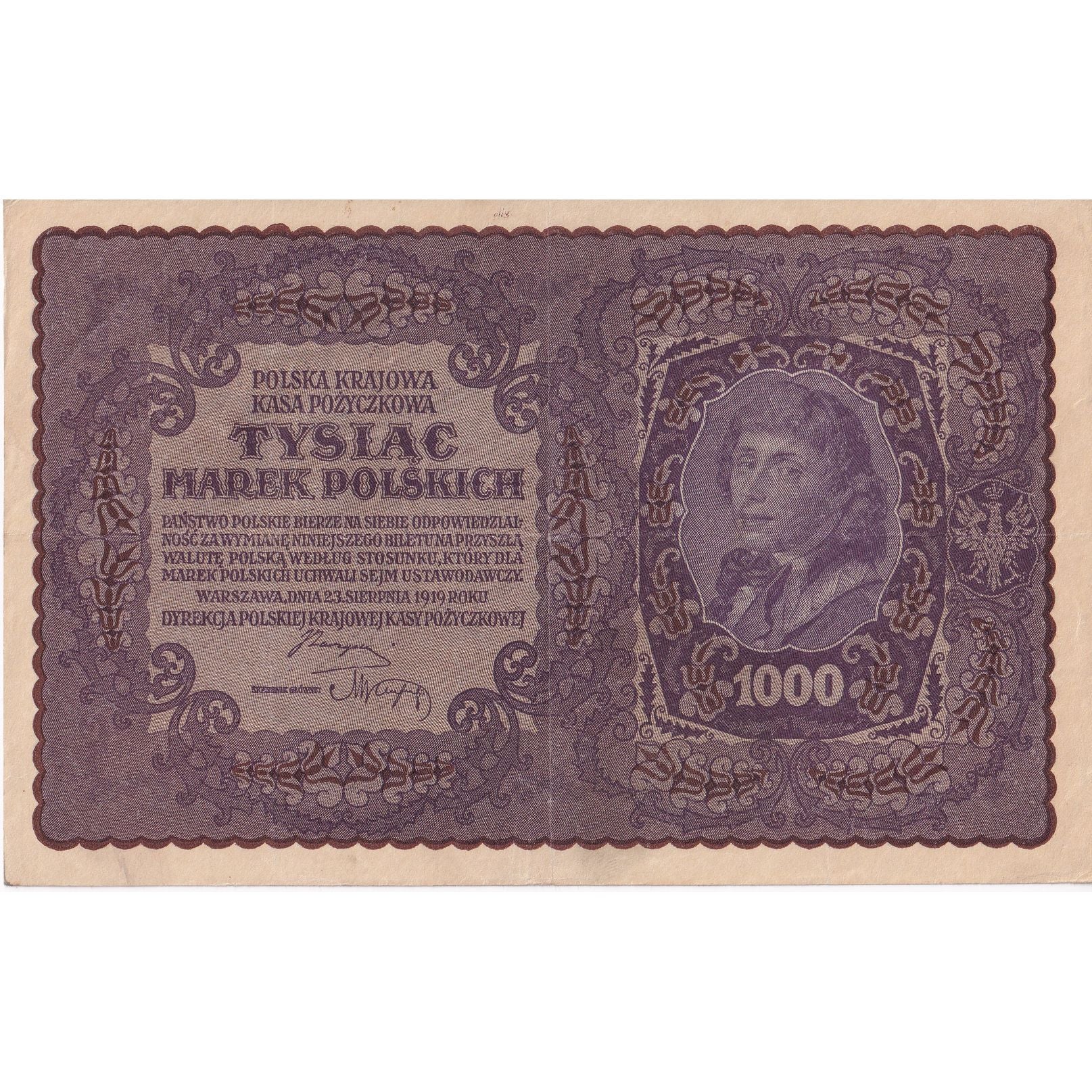 Banconote, Polonia, 1000 Marek, 1919, 1919-08-23, KM:29, SPL-