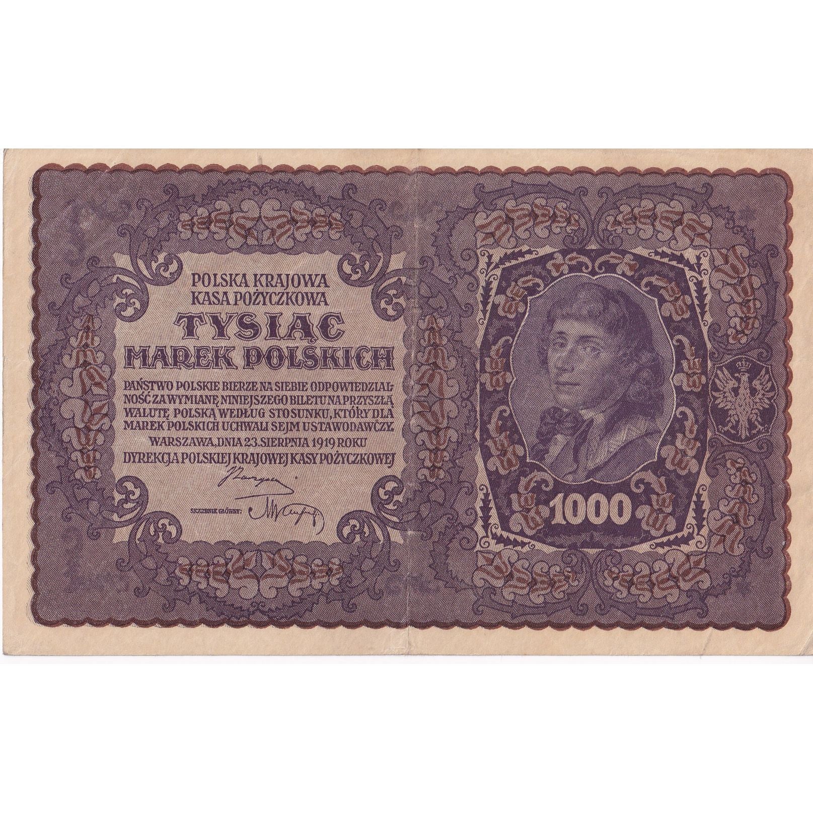 Billet, Pologne, 1000 Marek, 1919, 1919-08-23, KM:29, SUP