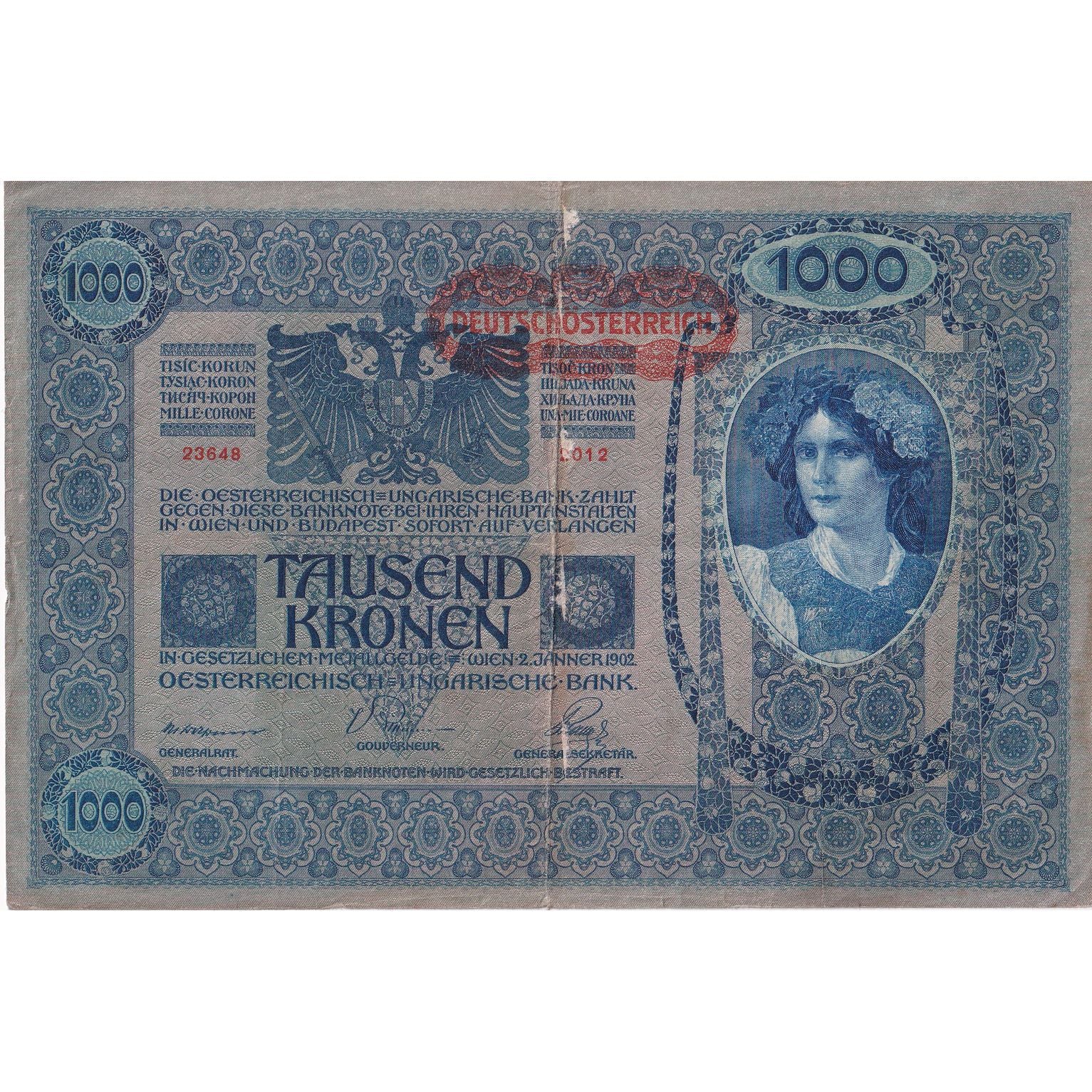 Billet, Autriche, 1000 Kronen, 1902, KM:61, TB