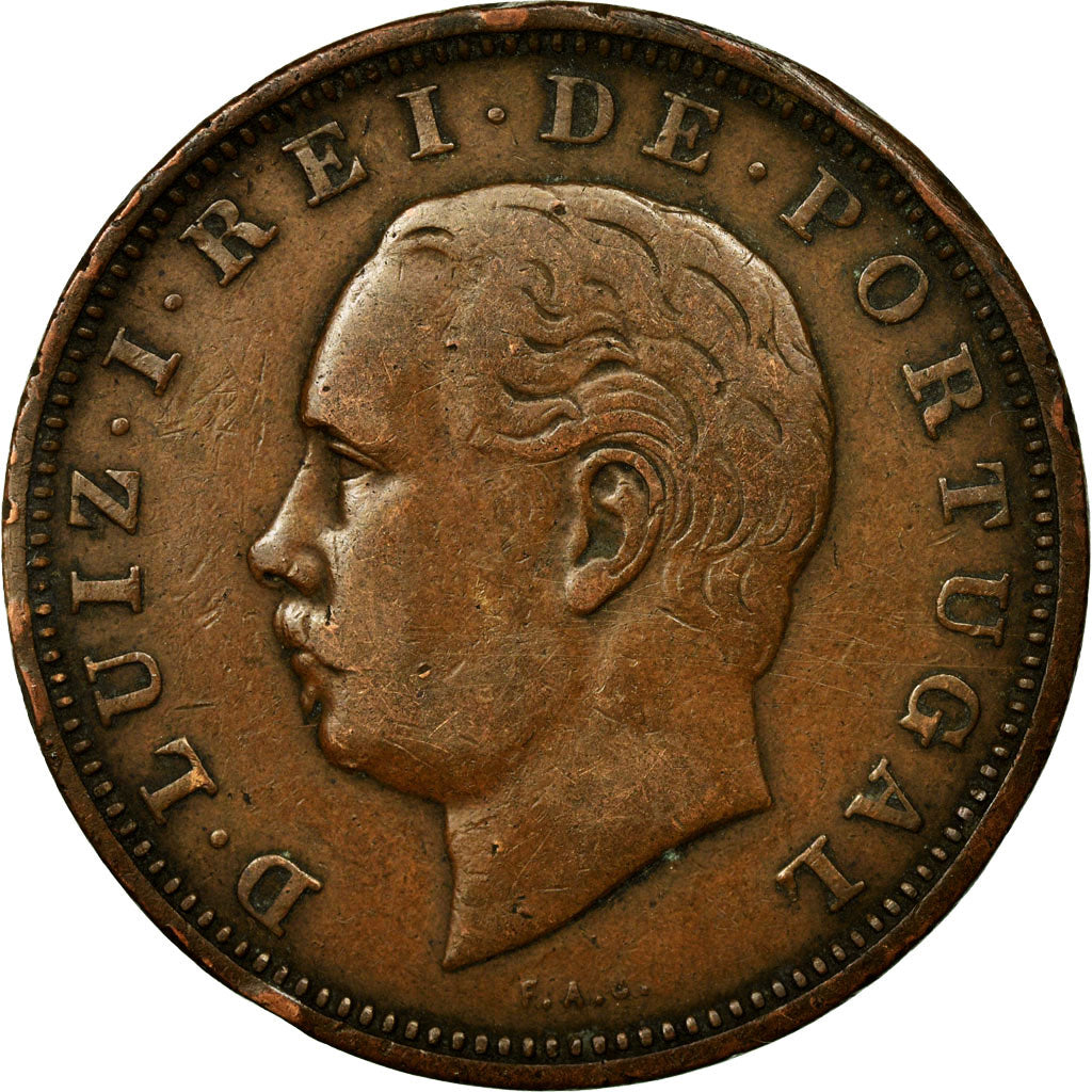 Coin, Portugal, Luiz I, 20 Reis, 1883, EF(40-45), Bronze, KM:527