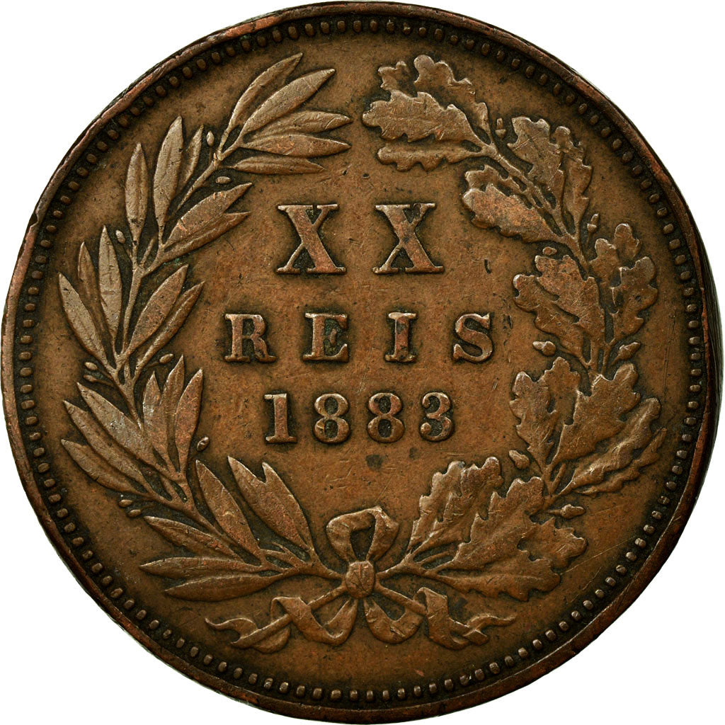 Coin, Portugal, Luiz I, 20 Reis, 1883, EF(40-45), Bronze, KM:527