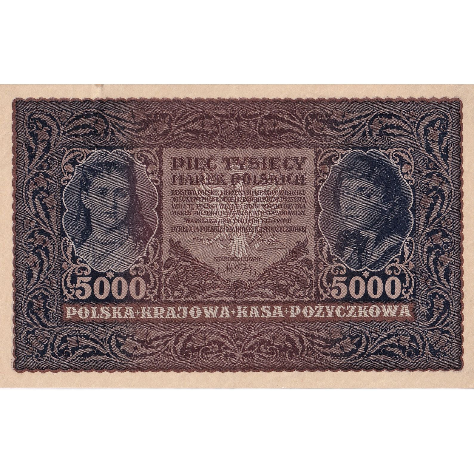 Banknote, Poland, 5000 Marek, 1920, 1920-02-07, KM:31, EF(40-45)