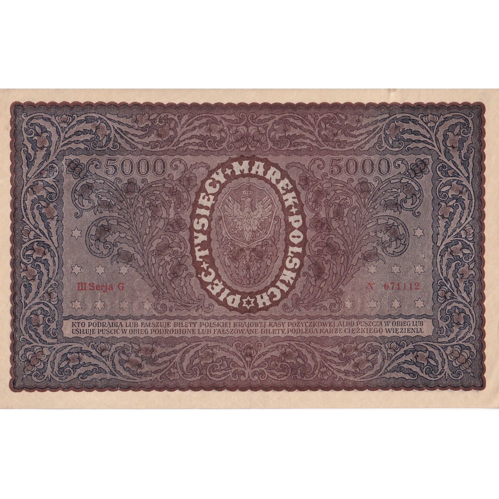 Banknote, Poland, 5000 Marek, 1920, 1920-02-07, KM:31, EF(40-45)