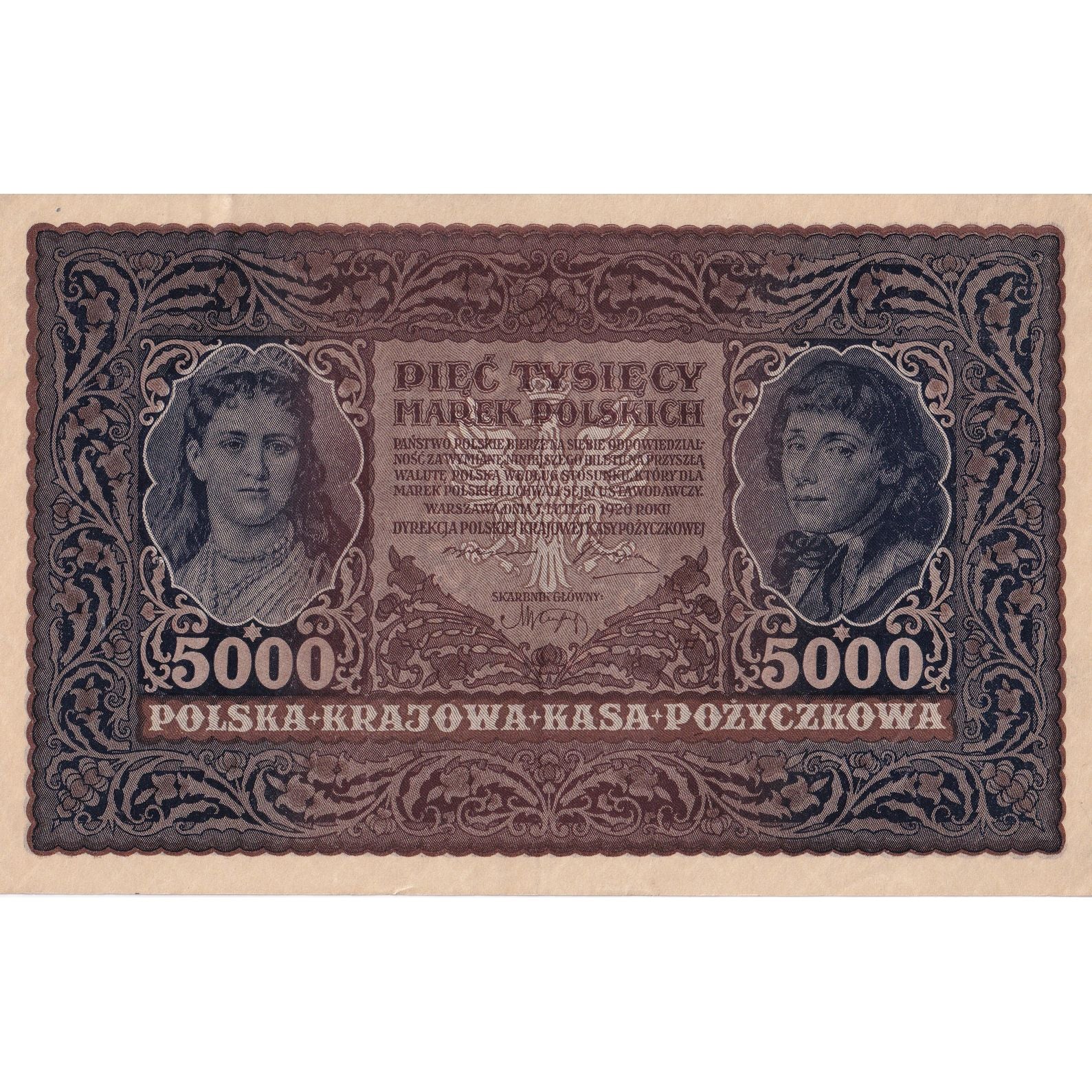 Banknote, Poland, 5000 Marek, 1920, 1920-02-07, KM:31, AU(55-58)